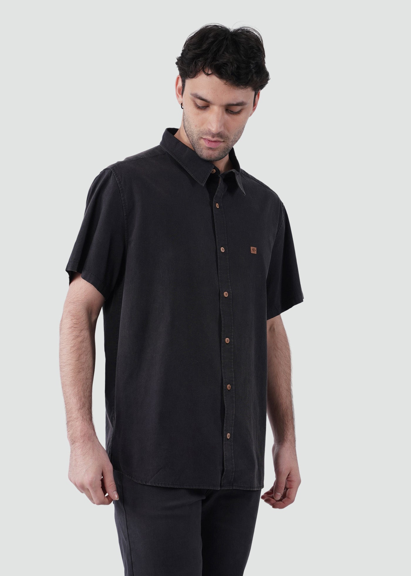 Camisa Hombre Algodón - Negra
