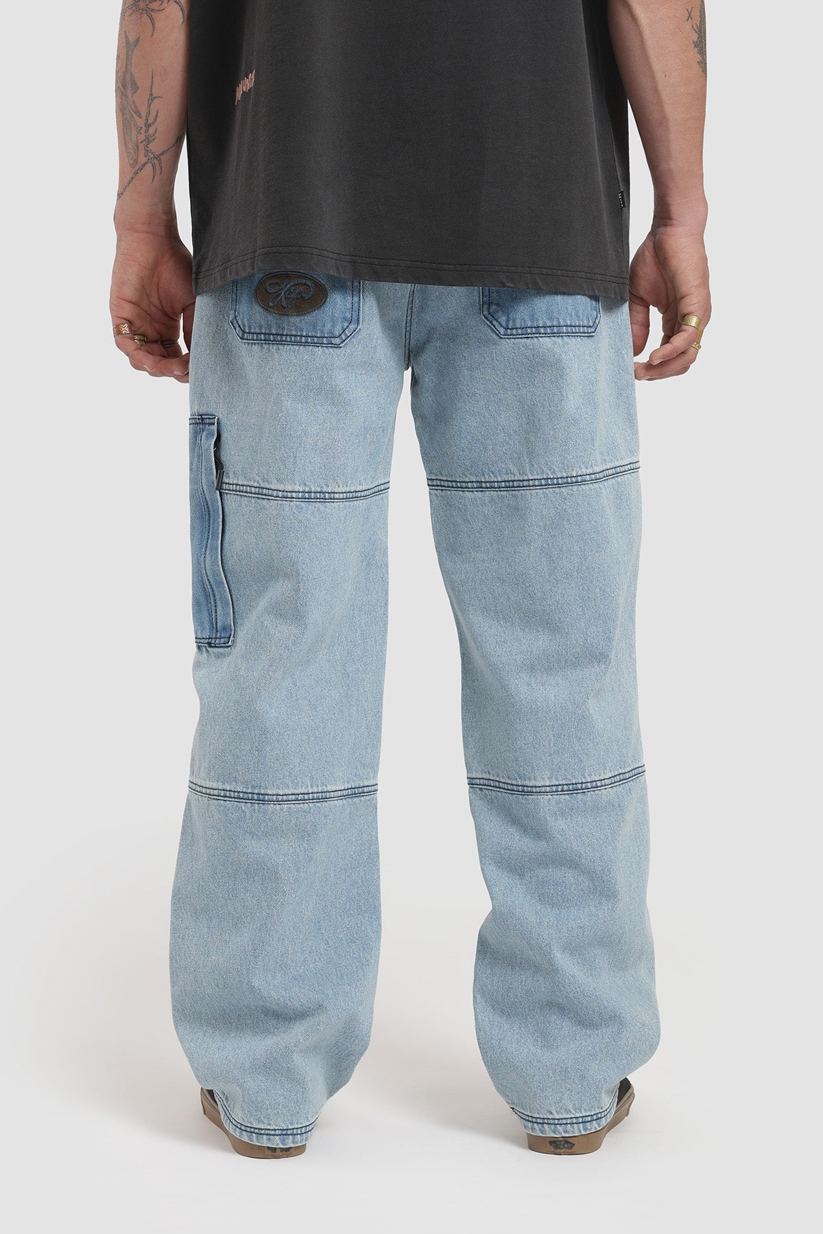 Pantalón Recto Patch Denim Hombre - Azul