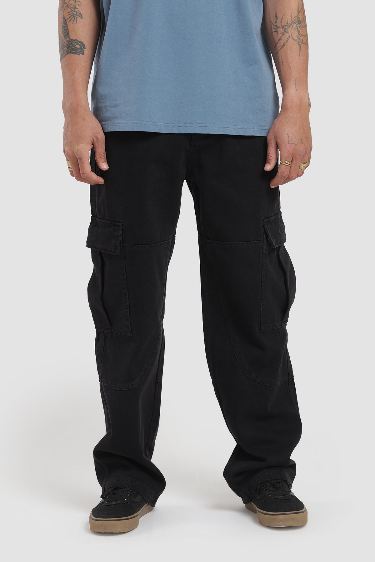 Pantalón Cargo Multipocket Canvas Hombre - Negro