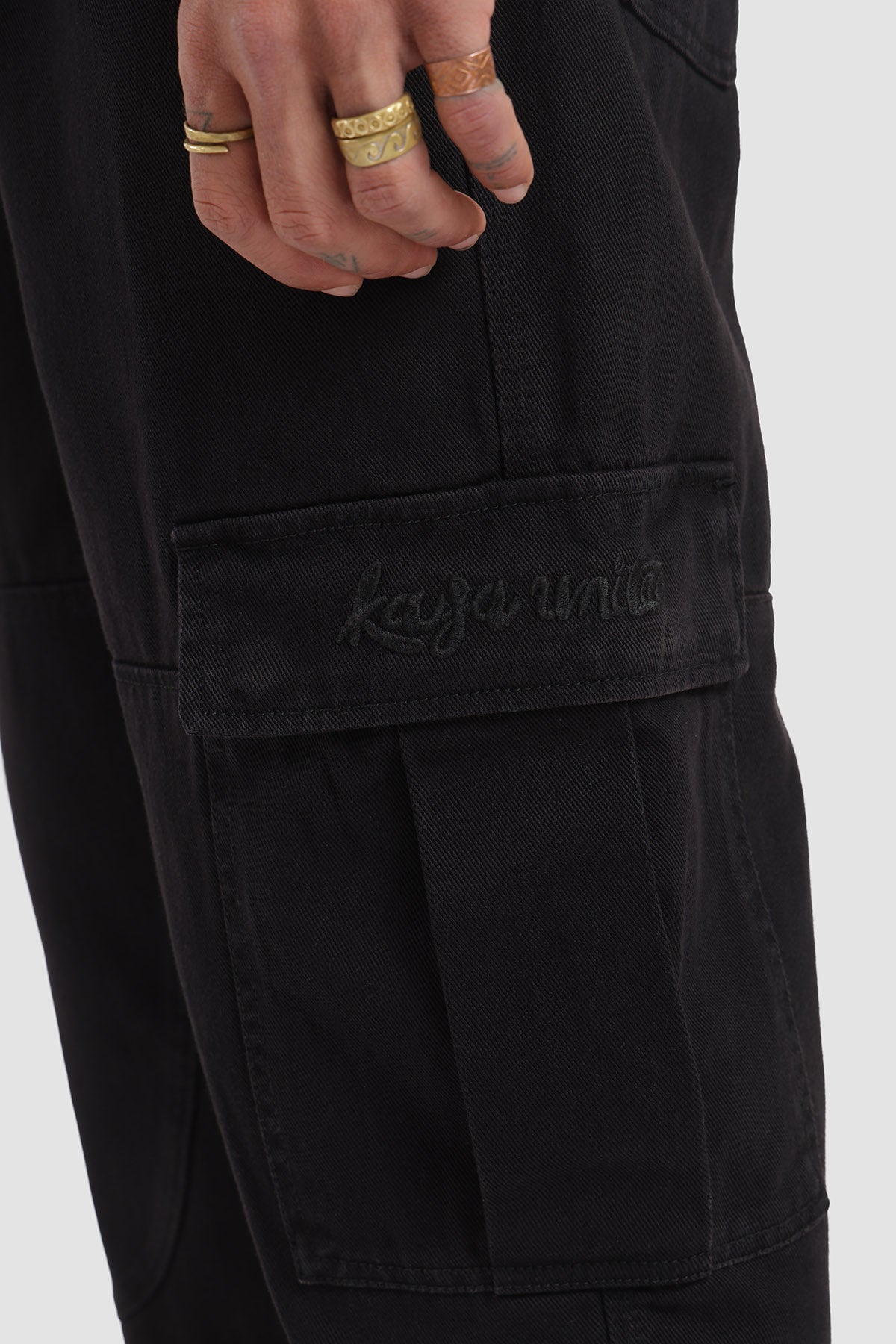 Pantalón Cargo Multipocket Canvas Hombre - Negro