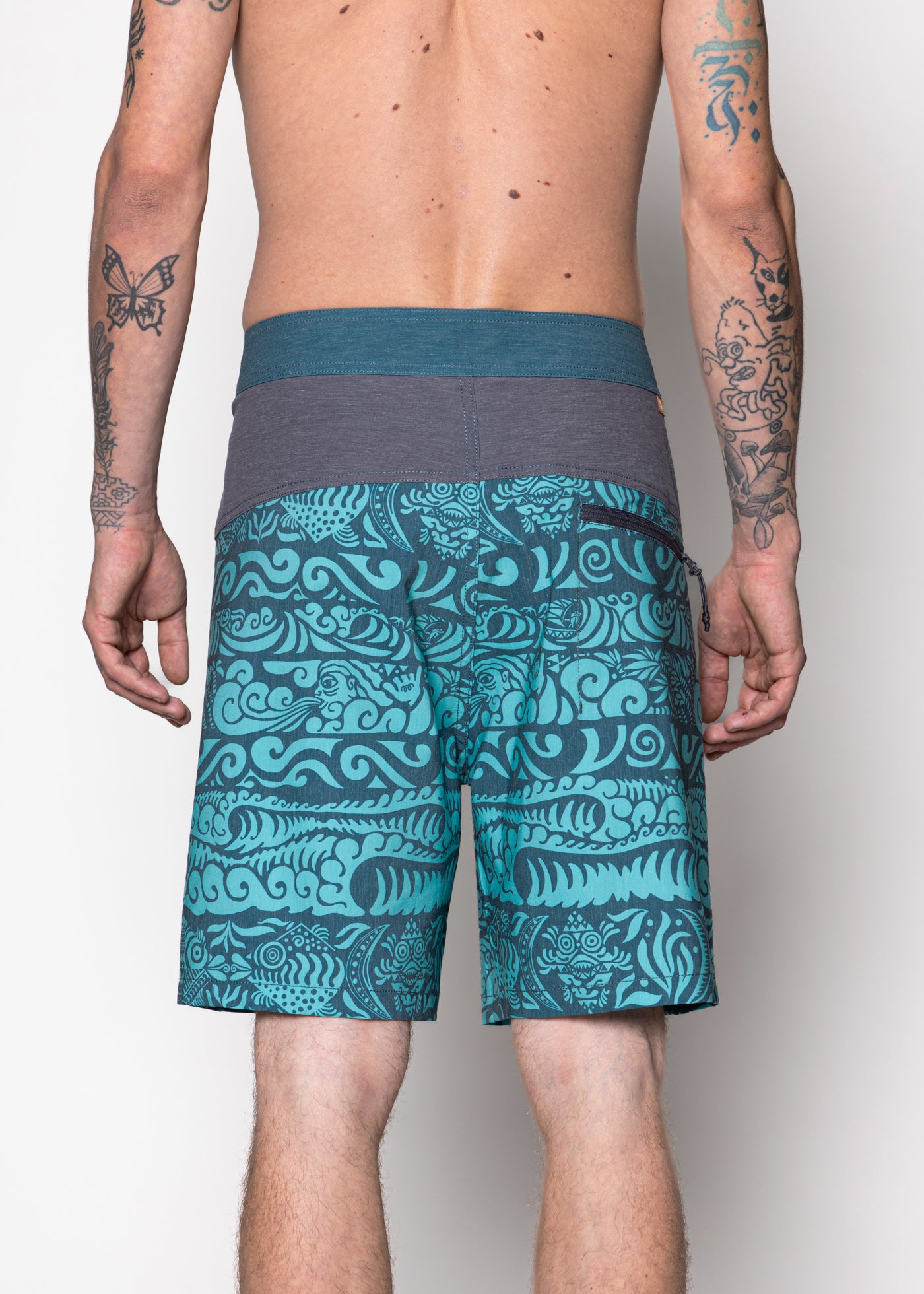 Traje de Baño Boardshort Nylon Island Hombre - Turquesa Gray