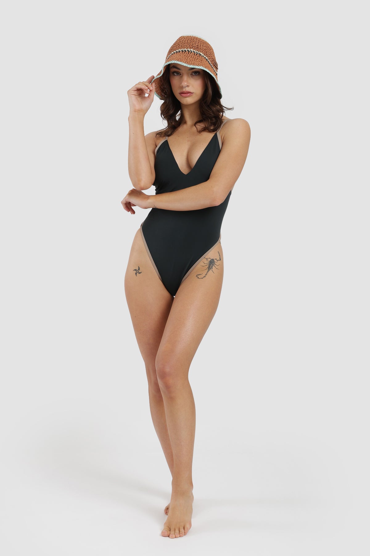 Traje De Baño Entero Bicolor Mujer - Negro