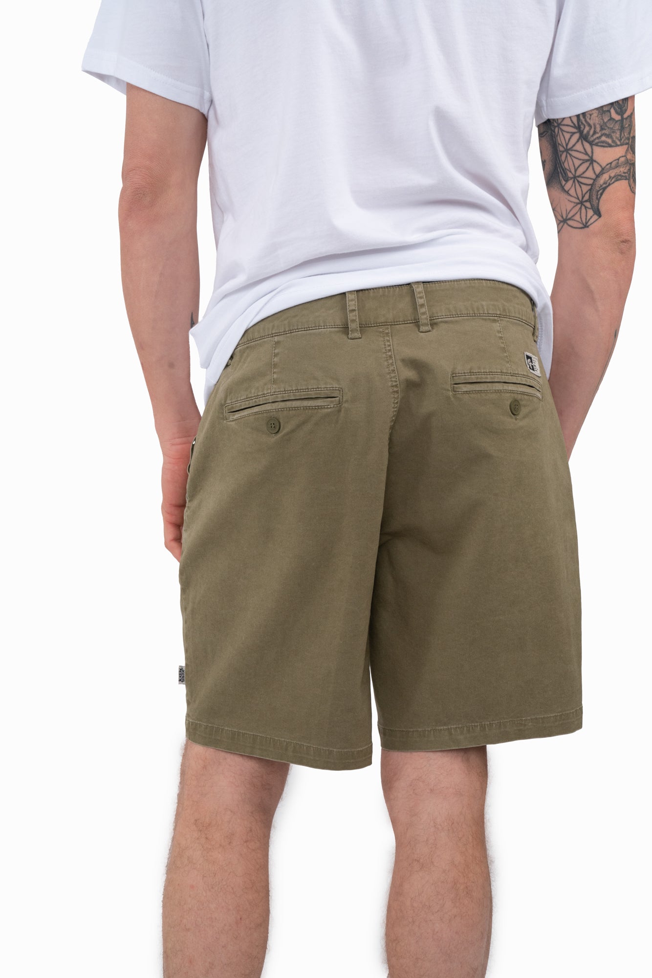 Short Clásico Algodón Chino Hombre - Oliva White Smoke