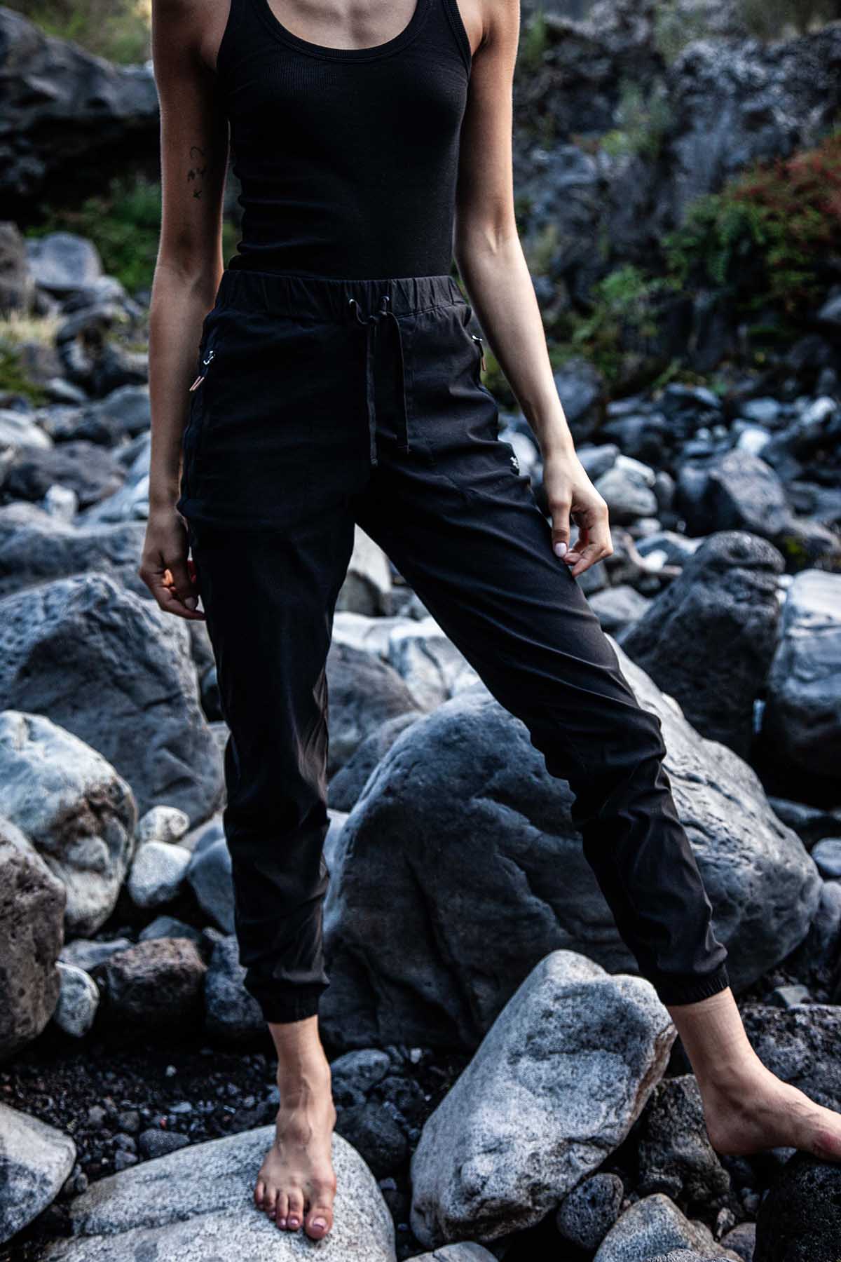 Pantalón Slim Nylon Hikking Mujer - Negro Black