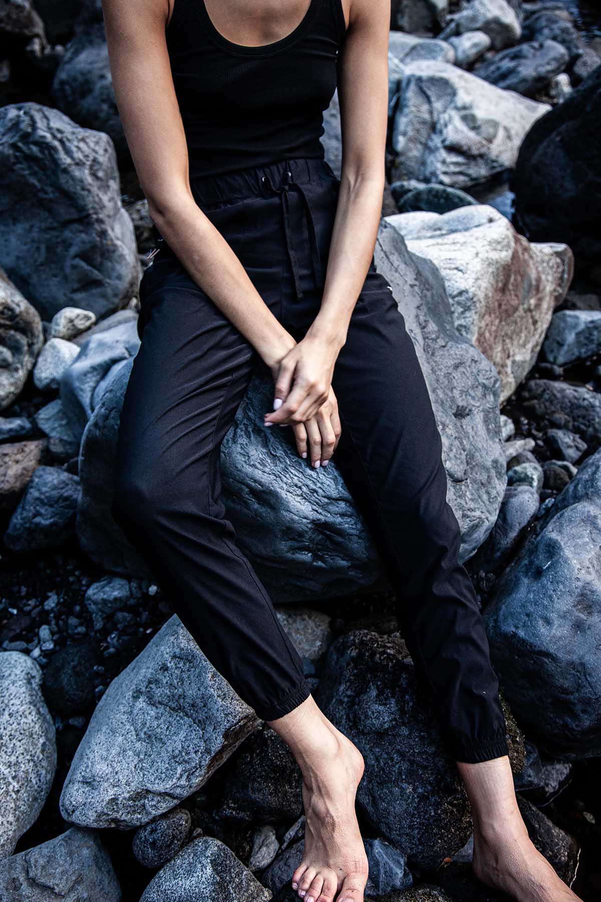 Pantalón Slim Nylon Hikking Mujer - Negro Black