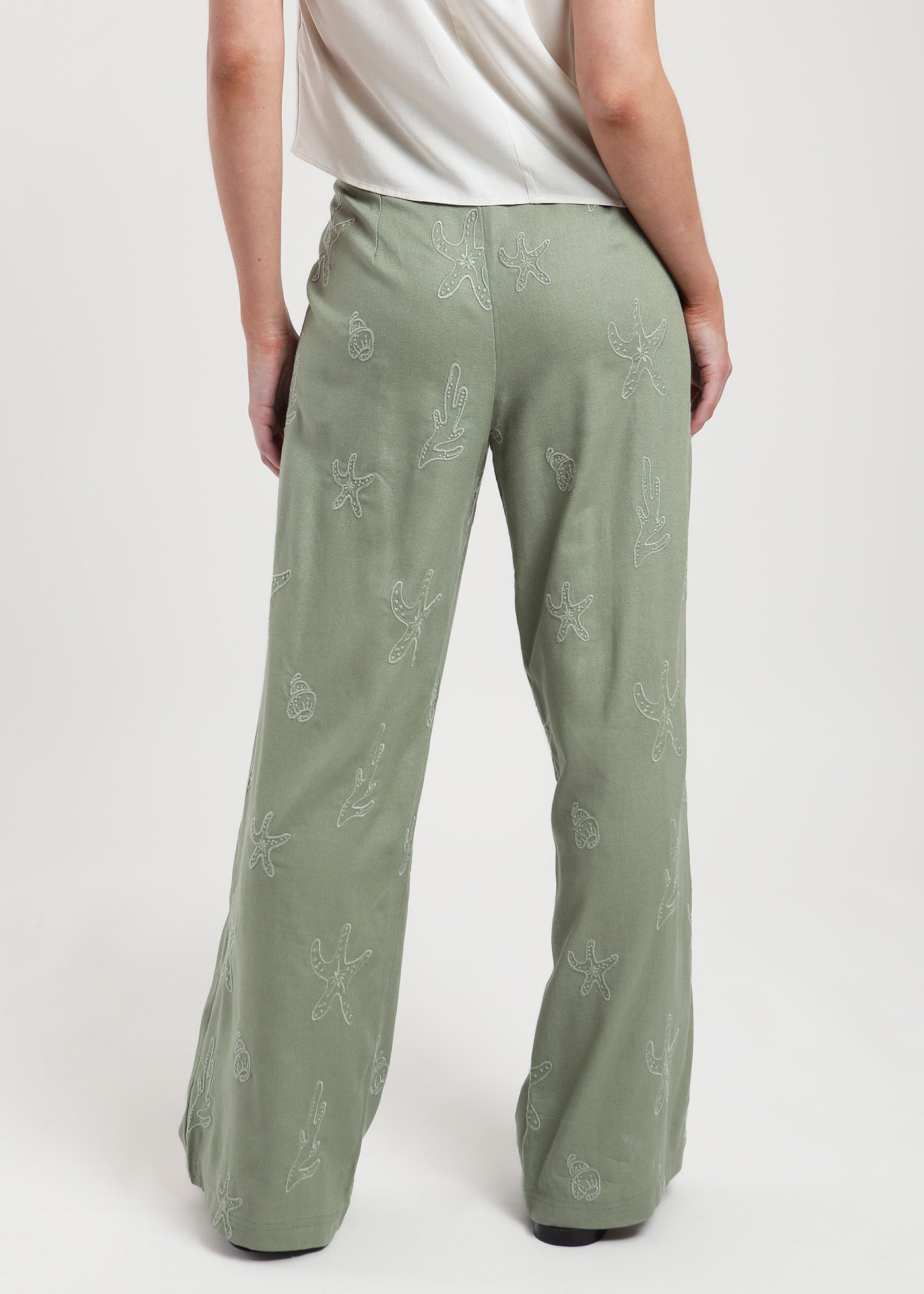 Pantalón Mujer Bordado - Verde