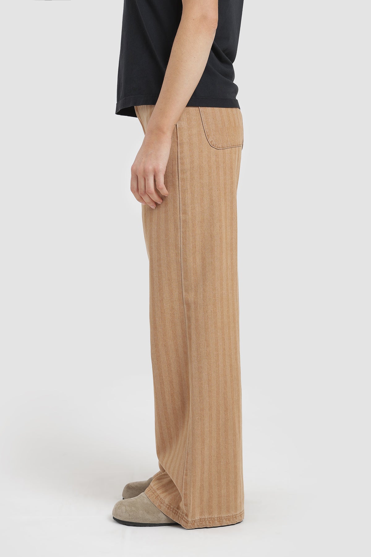 Pantalón Relaxed Rayas Mujer - Beige