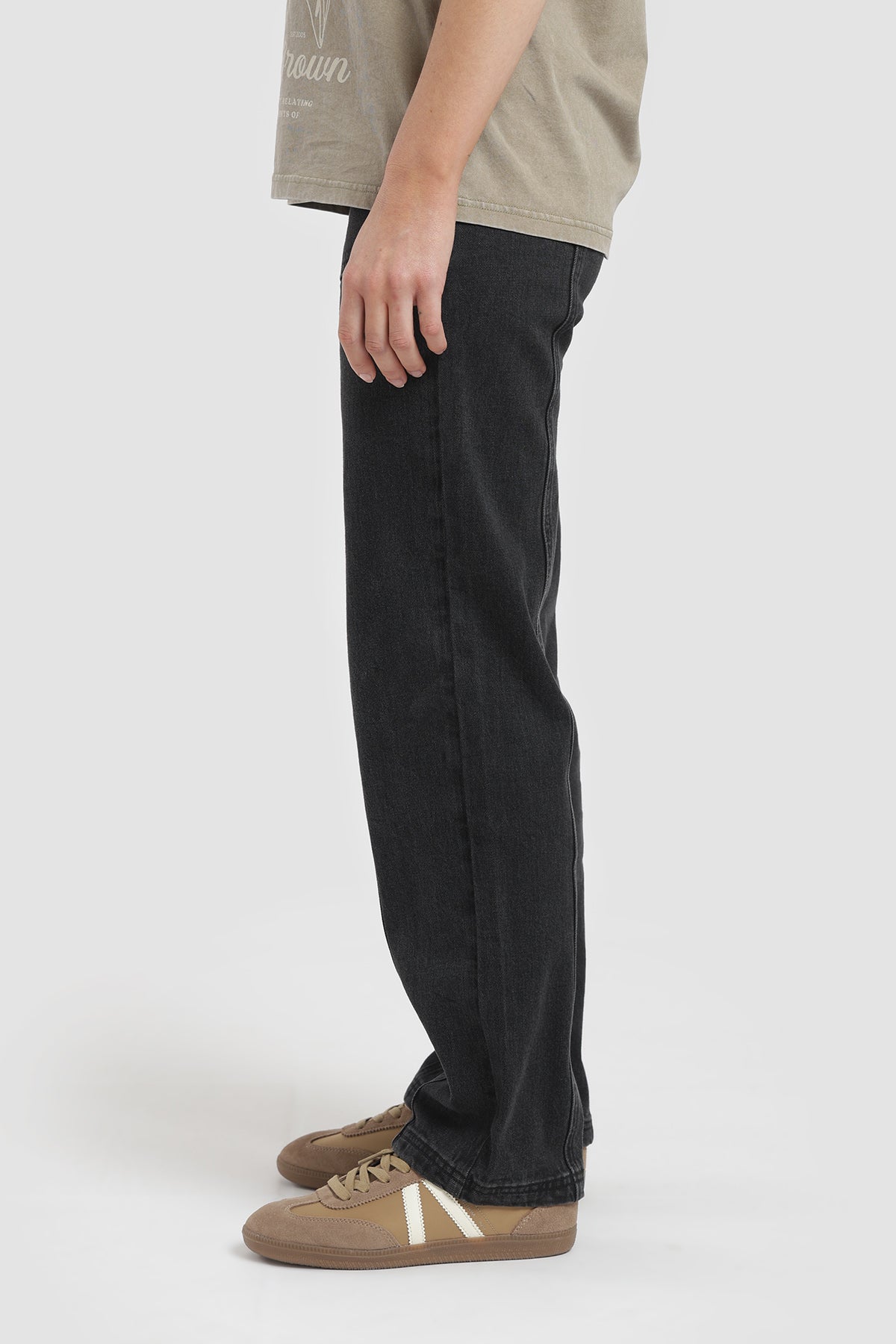 Pantalón Relaxed Bordado Denim Mujer - Negro