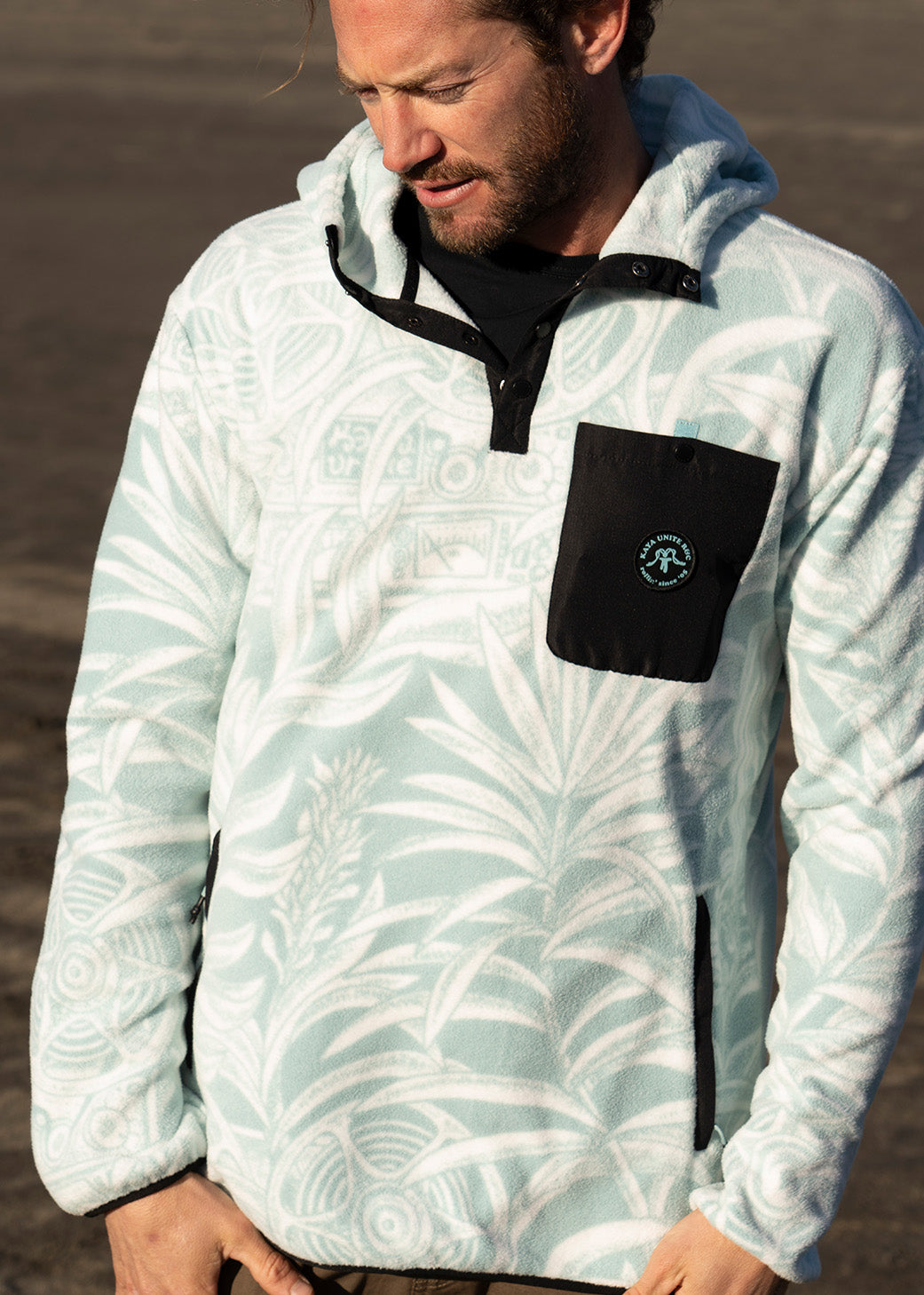Polar Medio Cierre Hood Tupa Hombre - Teal Lavender