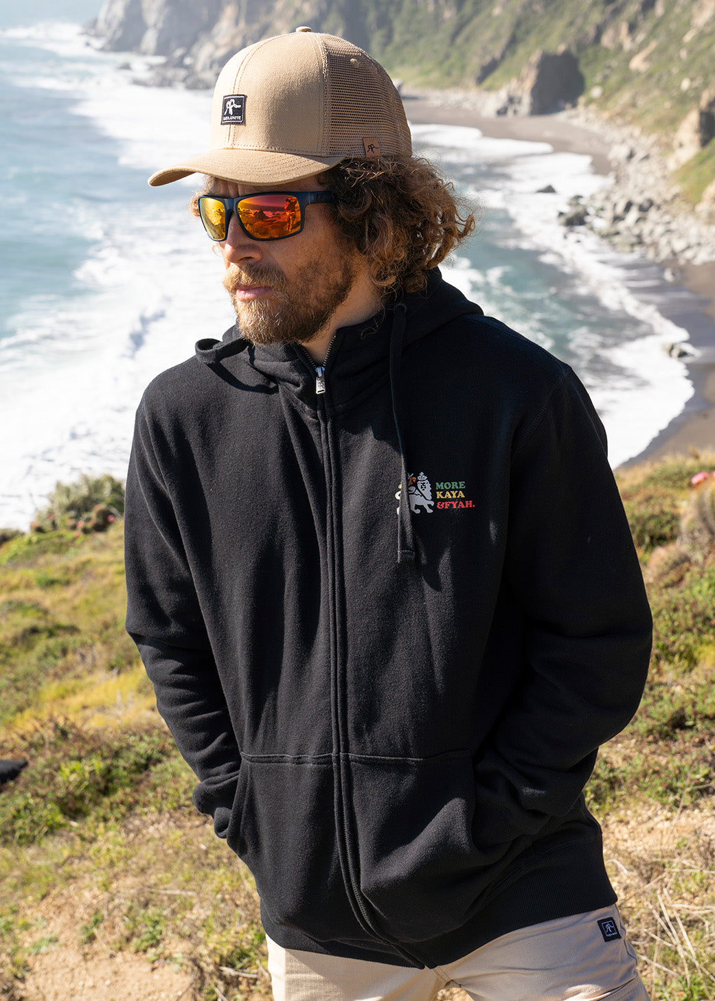 Polerón Con Cierre Algodón Rasta Hombre - Negro Black