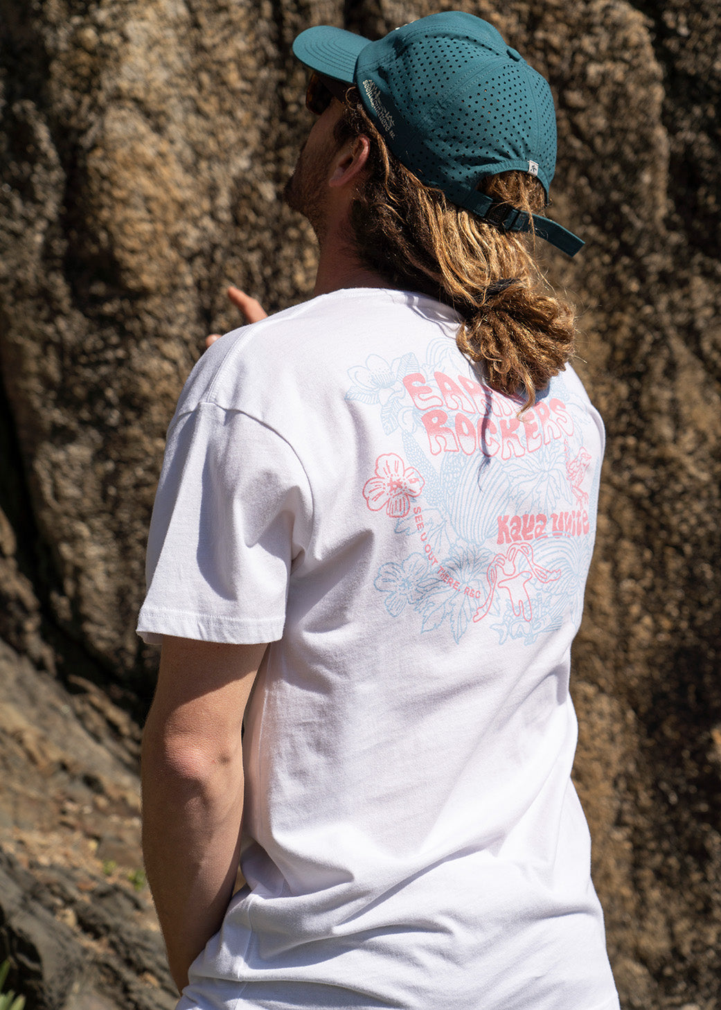 Polera Diseño Algodón Earth Hombre - Blanca Dark Slate Gray