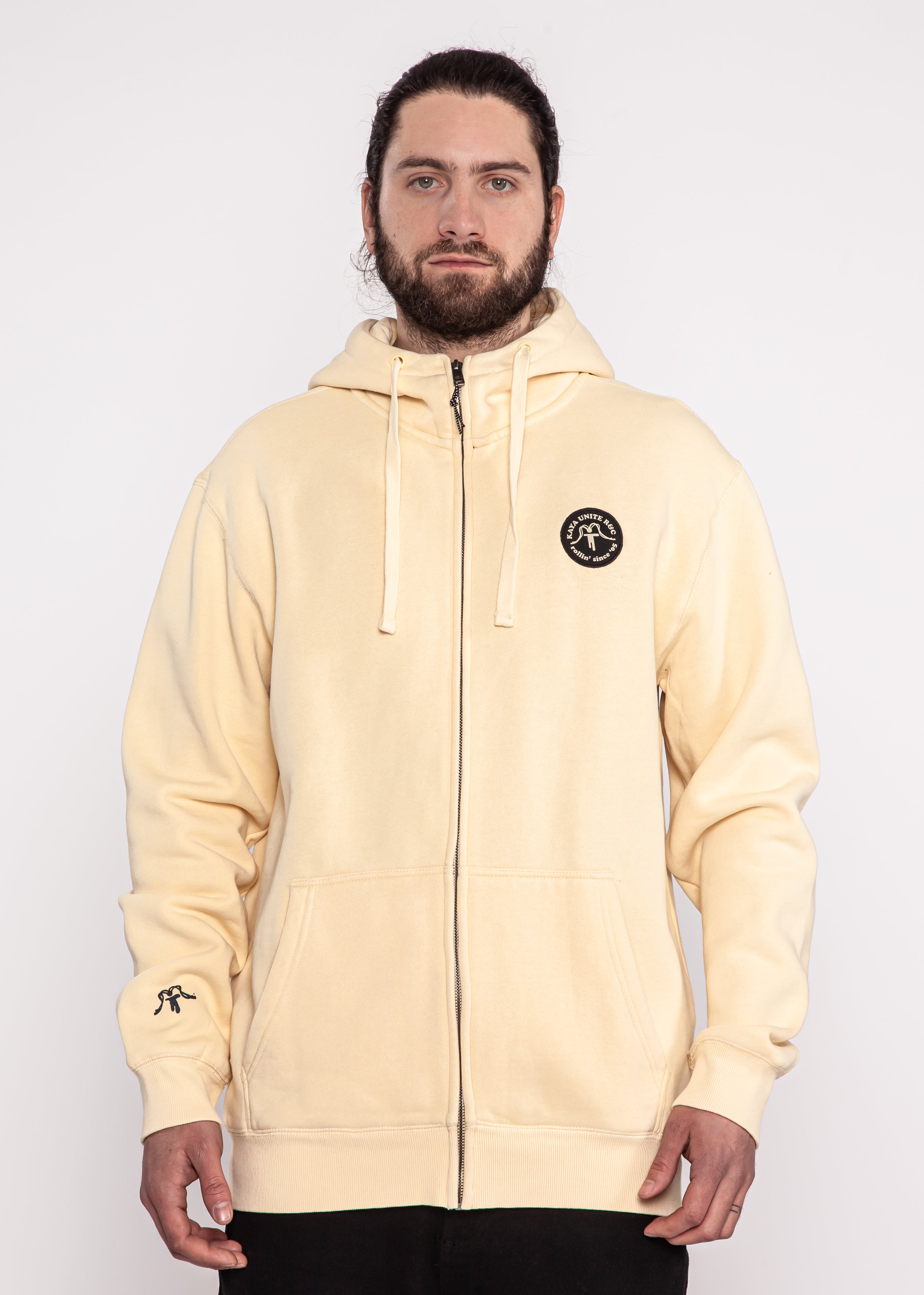 Polerón Full Zip Logo Cream Blue