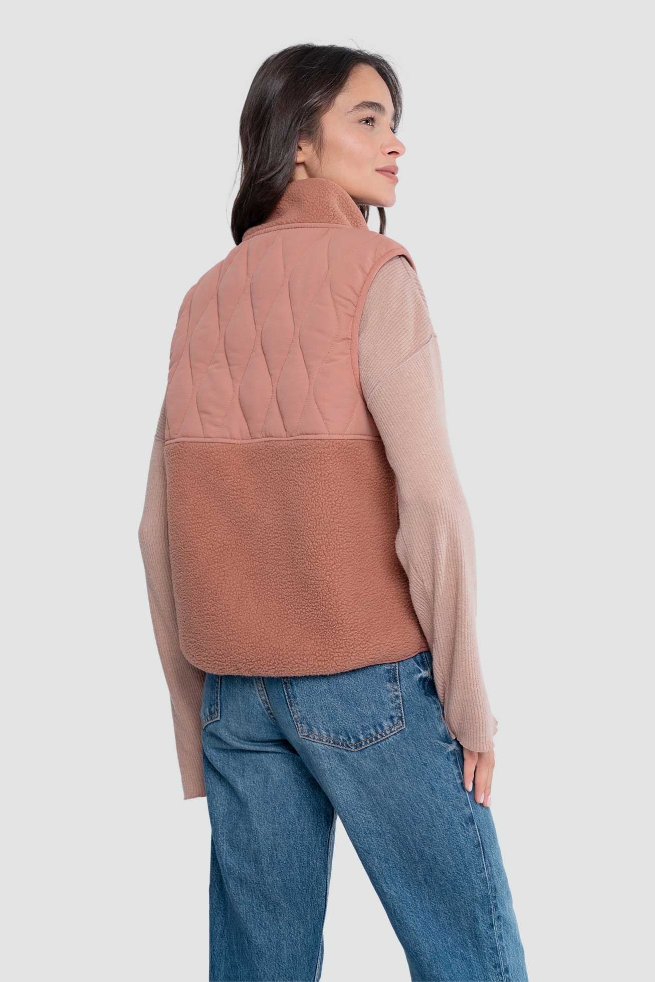 Chaqueta Sin Mangas Vest Mujer Solid - Terracota