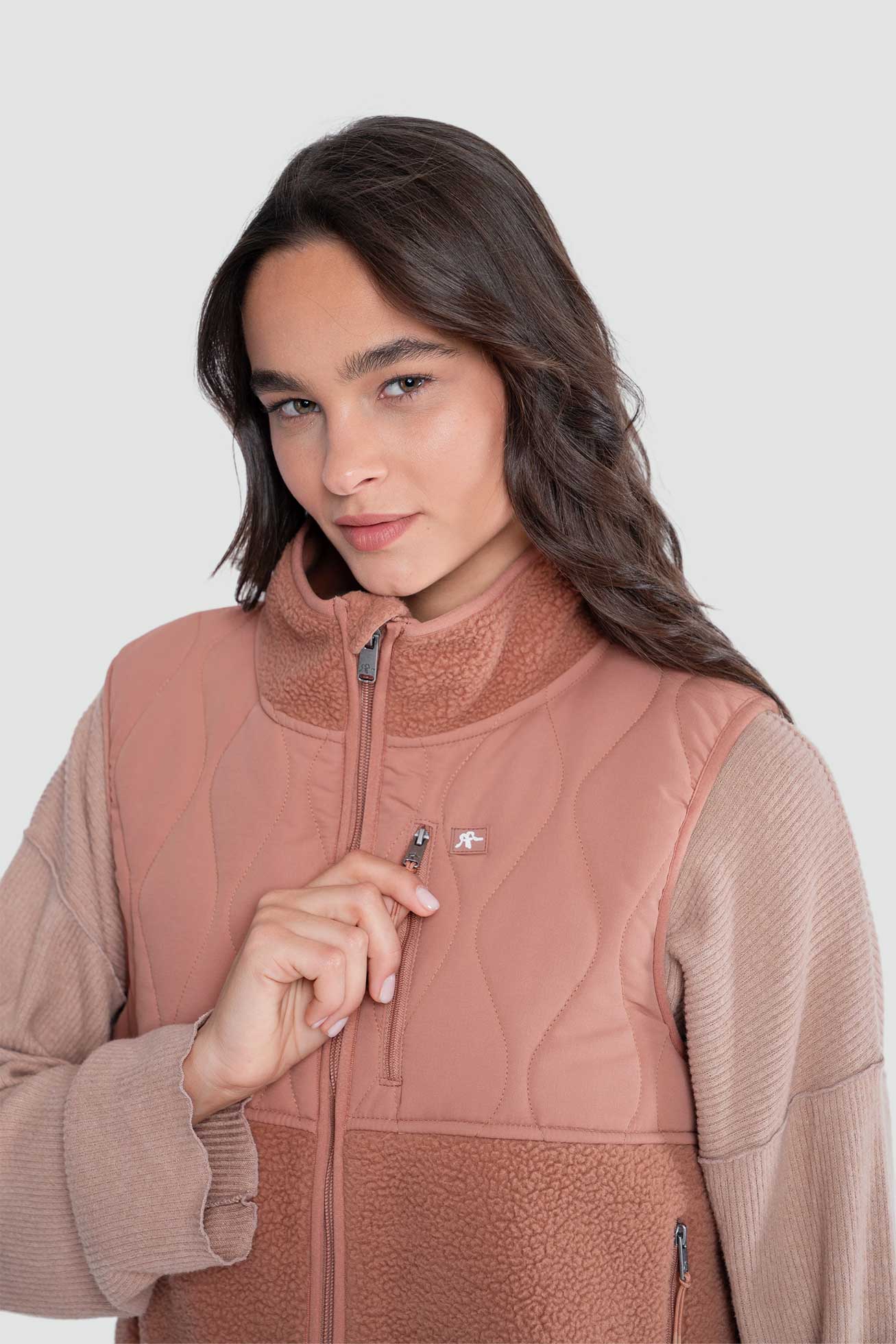 Chaqueta Sin Mangas Vest Mujer Solid - Terracota