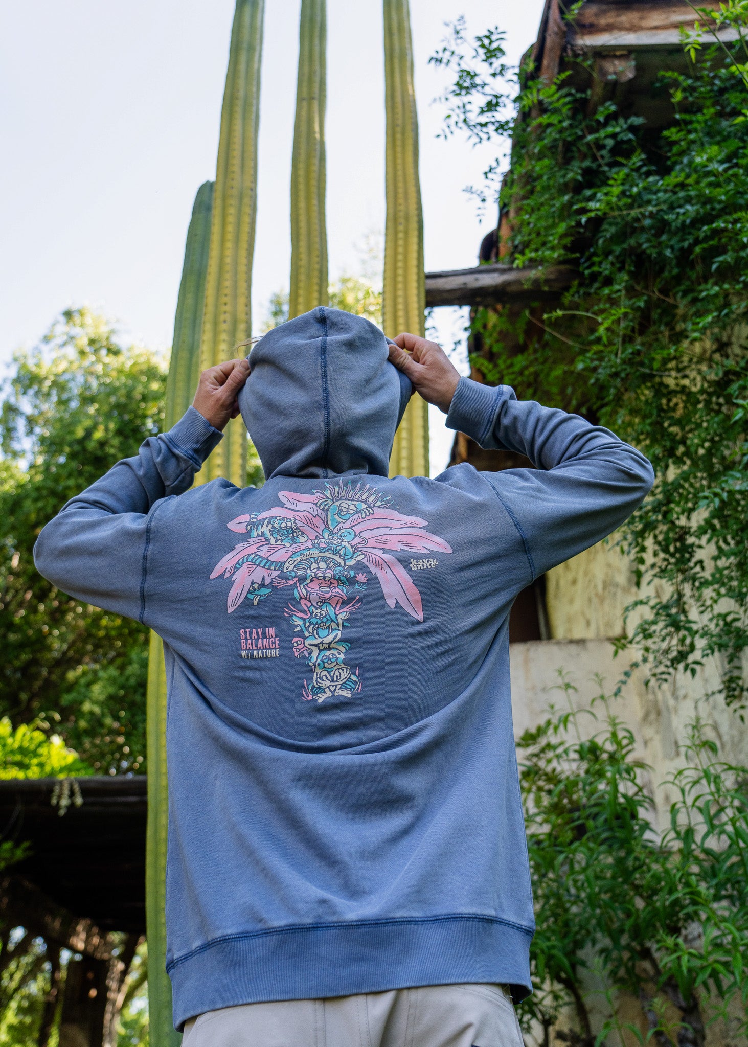 Polerón Hoodie Algodón Liviano Balance Hombre - Azul Lavender