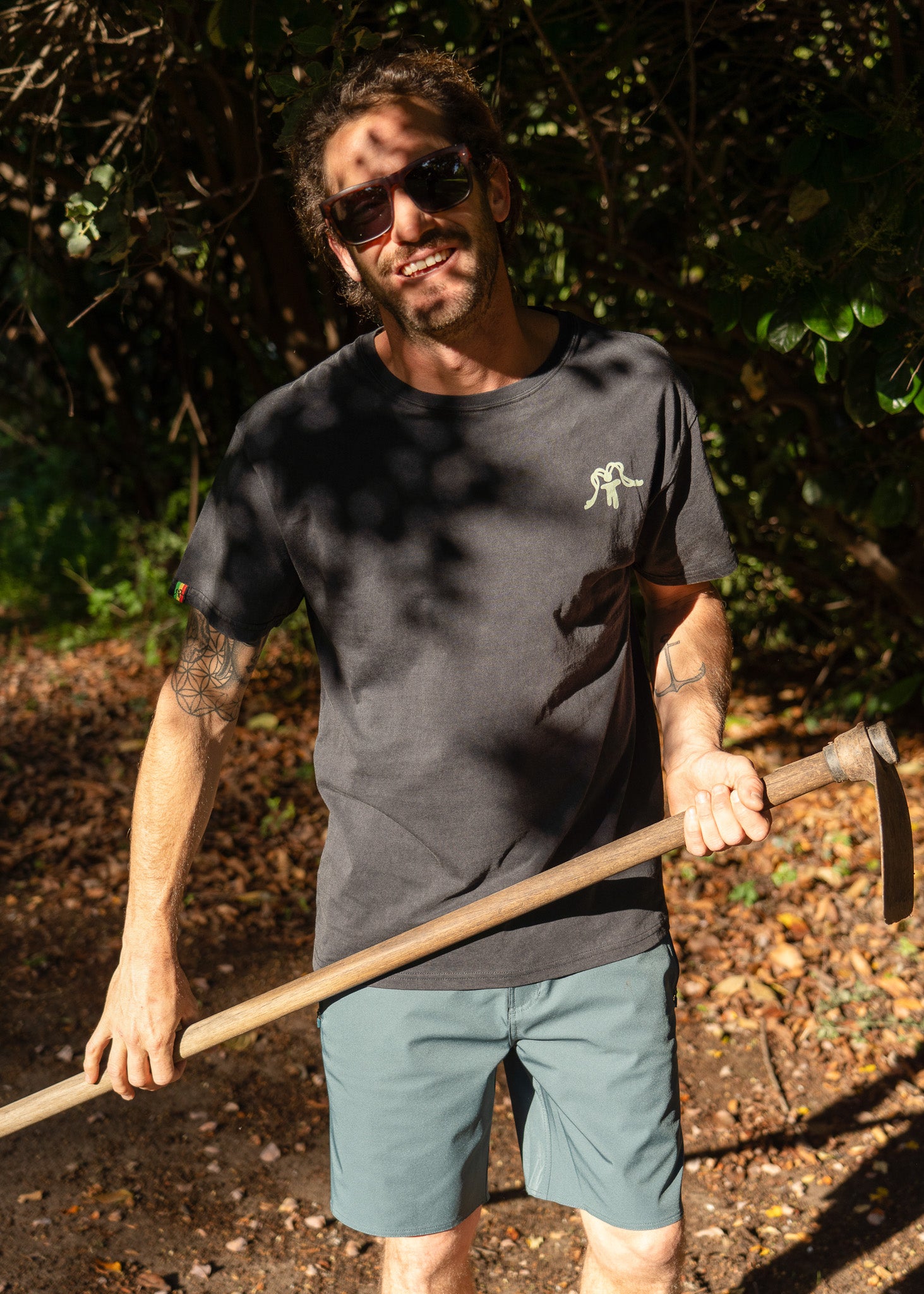 Polera Diseño Algodón Farmer Hombre - Negra Black