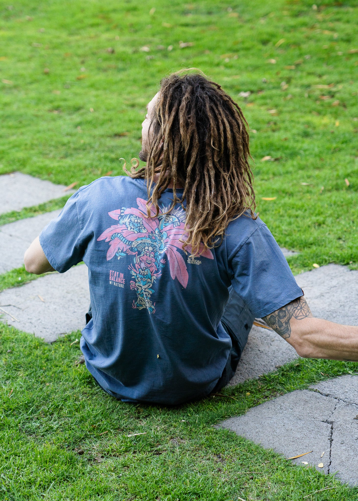 Polera Diseño Algodón Balance Hombre - Azul Olive Drab