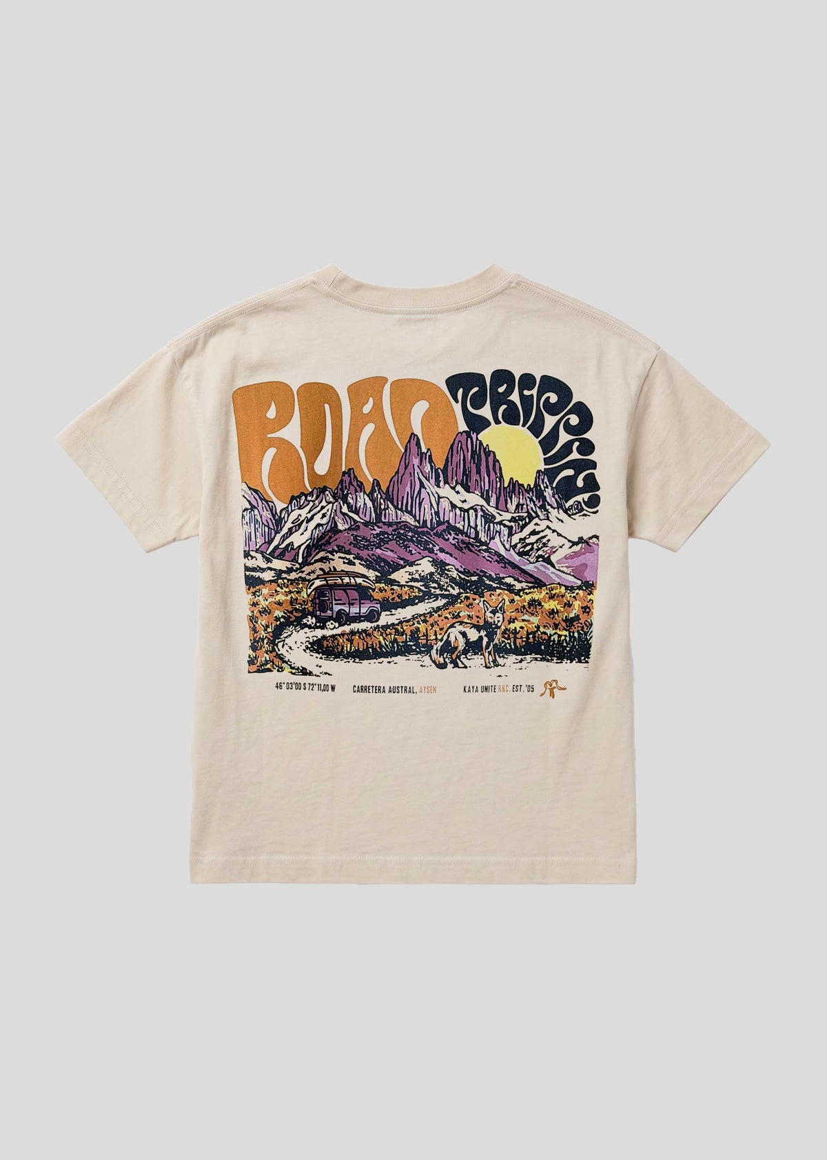 Polera Diseño Road Algodón Kids - Crudo