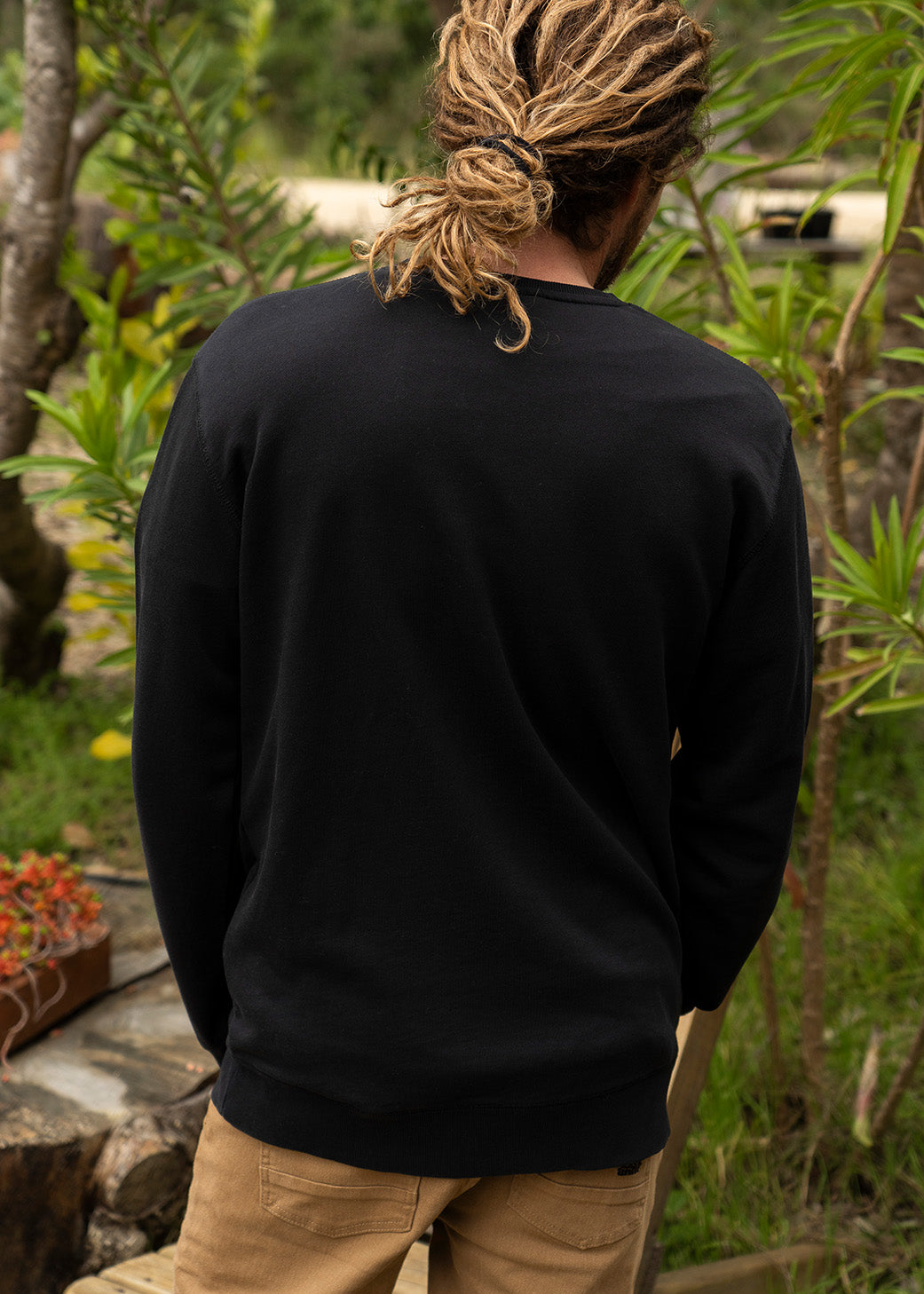 Polerón Cuello Redondo Algodón Logo Hombre - Negro Black