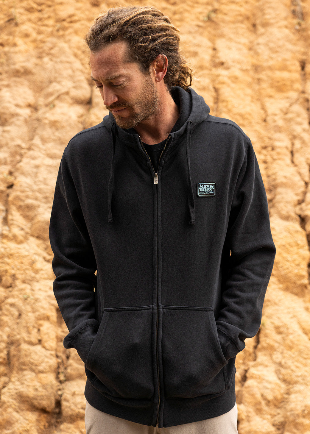 Polerón Con Cierre Algodón Kaya Hombre - Negro Black