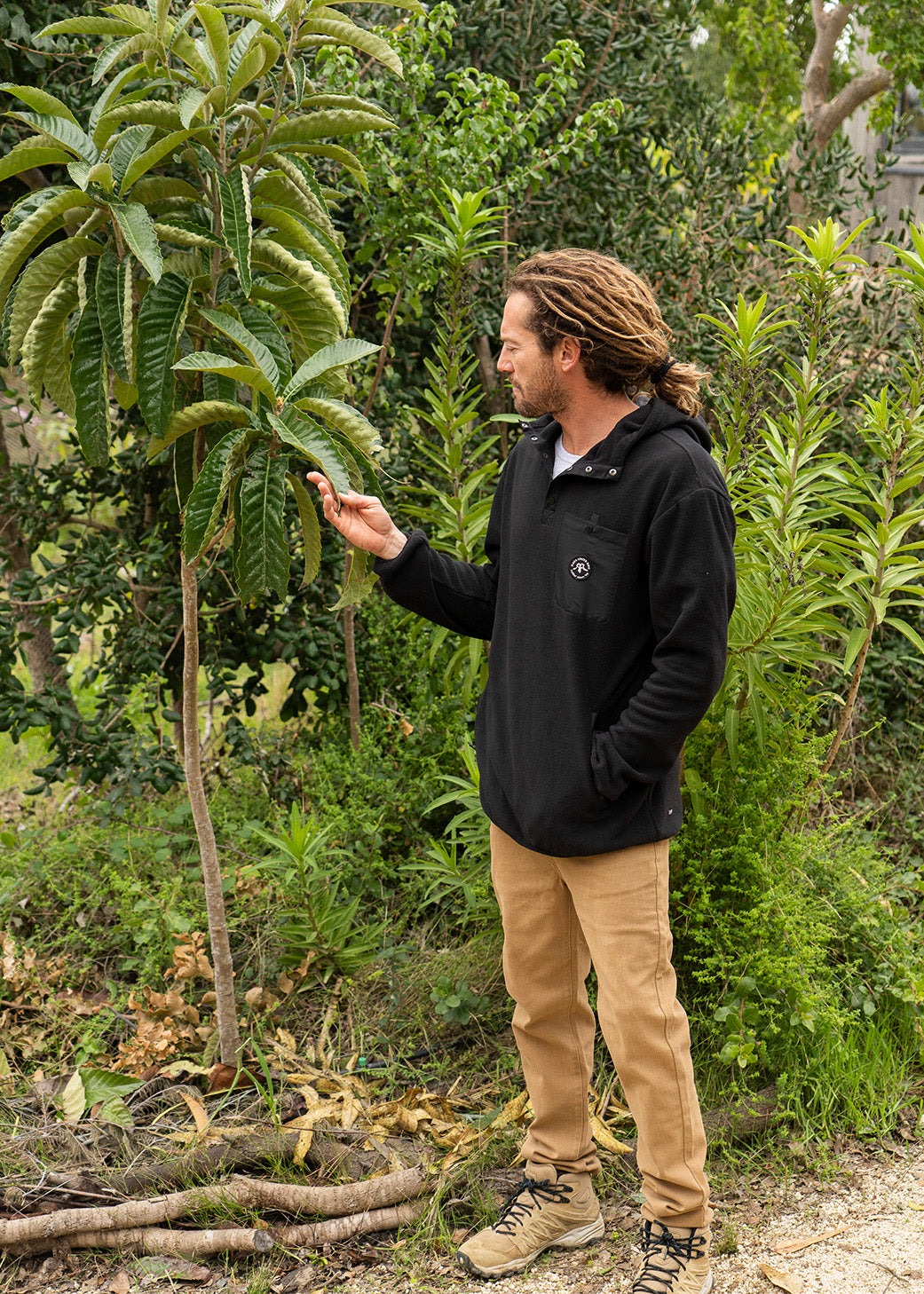 Polar Medio Cierre Hood Hombre - Black Dark Olive Green