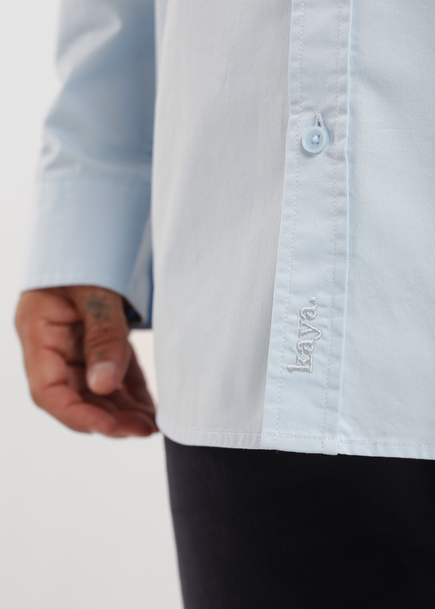 Camisa Manga Larga Algodón Hombre - Azul