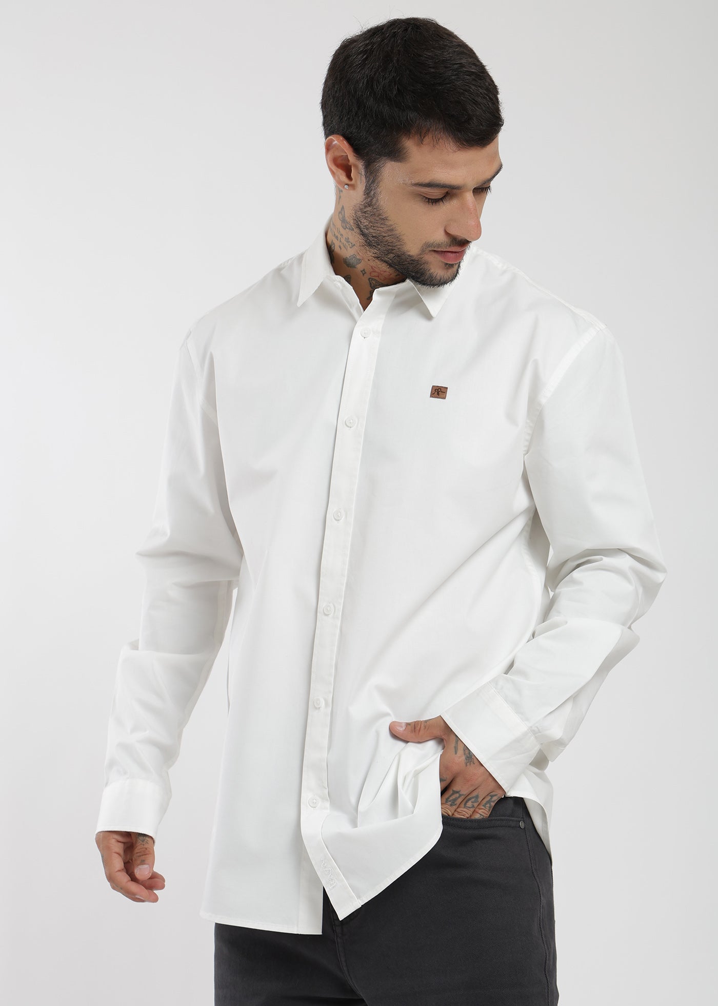 Camisa Manga larga Algodón Hombre - Blanco