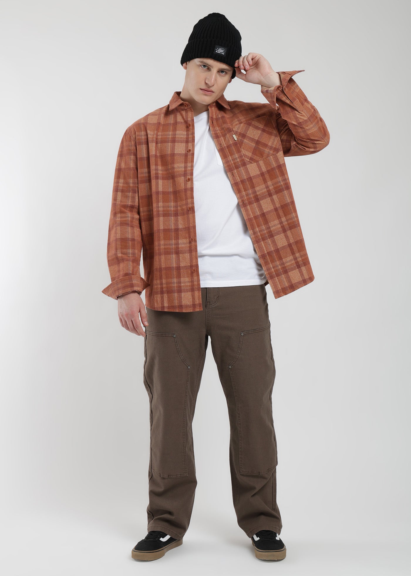 Camisa Manga Larga Cotelé Hombre - Café