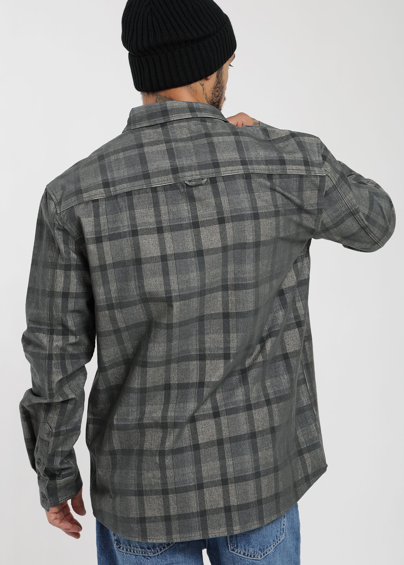 Camisa Manga Larga Cotelé Hombre - Gris