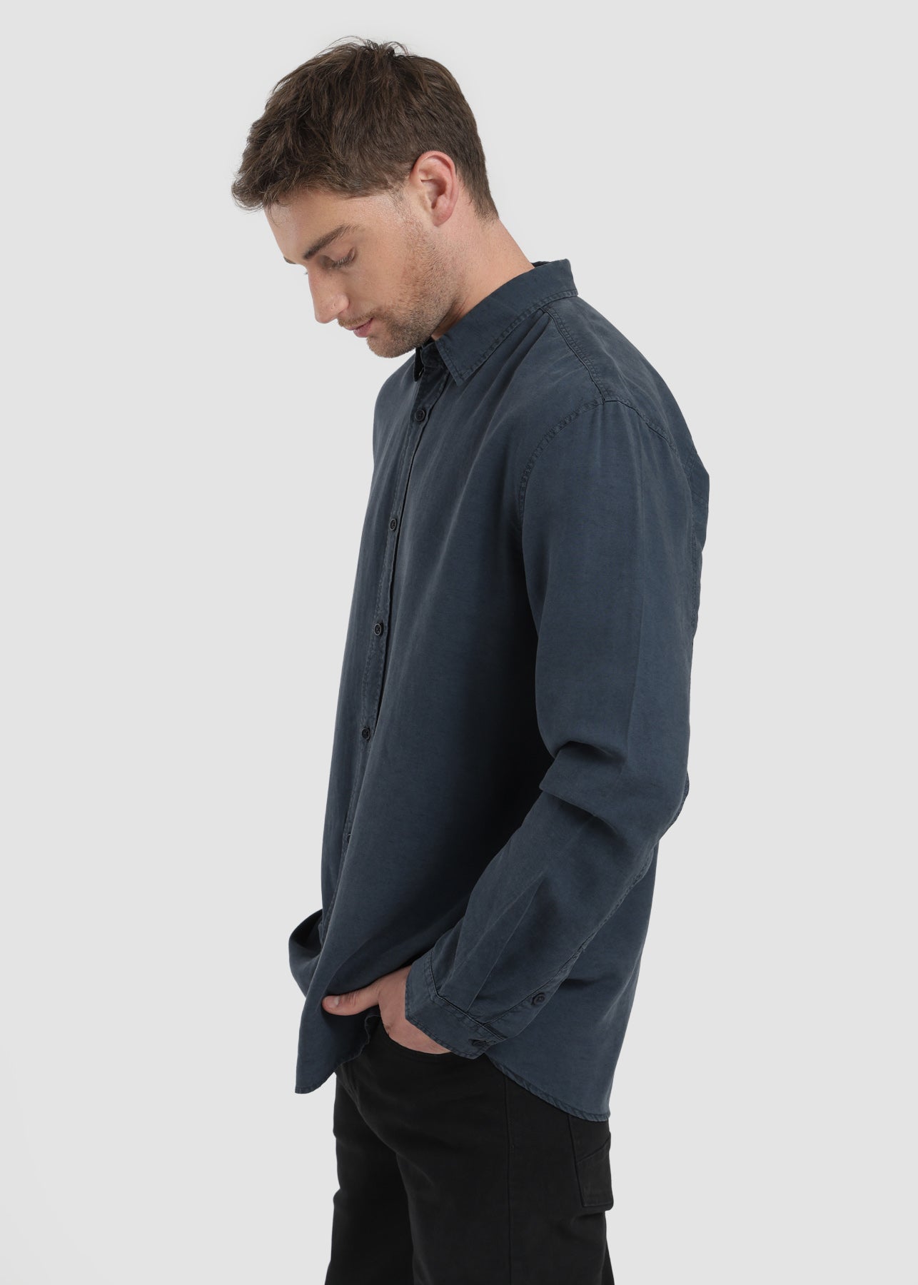 Camisa Manga Larga Tenlin Hombre - Gris