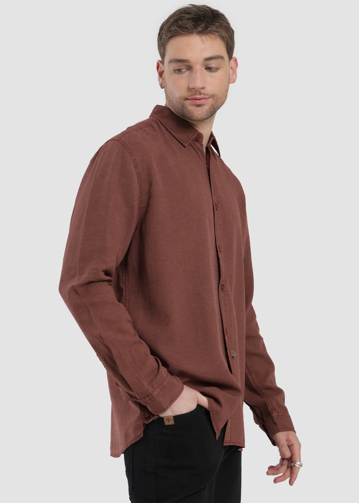Camisa Manga Larga Tenlin Hombre - Naranjo