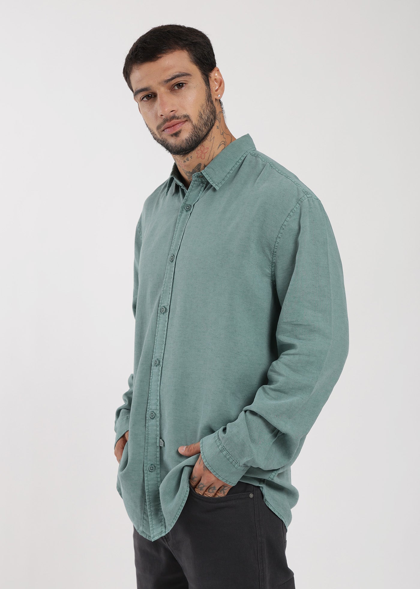 Camisa Manga Larga Tenlin Hombre - Verde