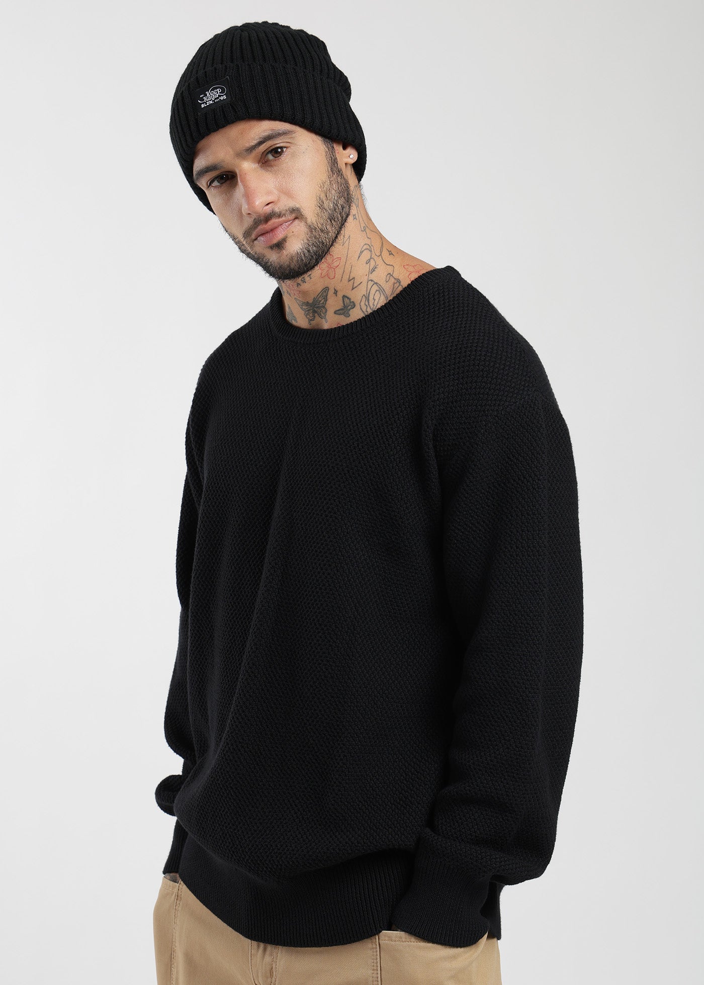 Chaleco Tejido Cuello Redondo Basic Hombre Black #Color_Negro