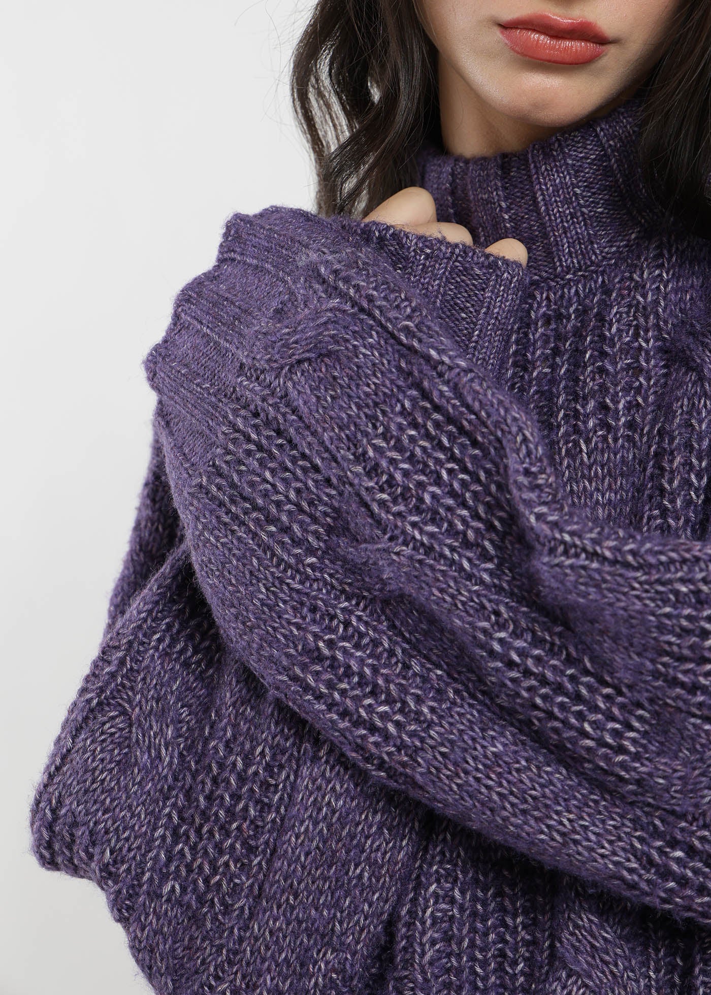 Chaleco Tejido Cuello Redondo Daily Texture Mujer - Morado