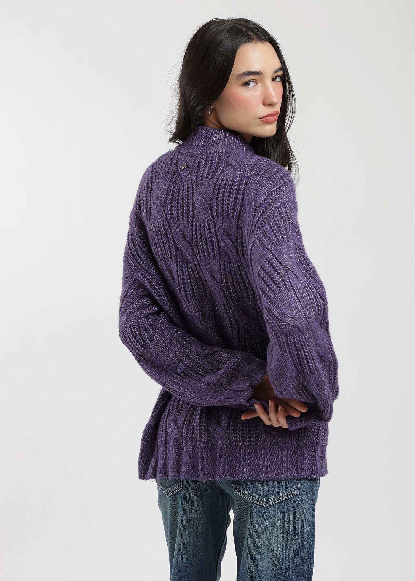 Chaleco Tejido Cuello Redondo Daily Texture Mujer - Morado