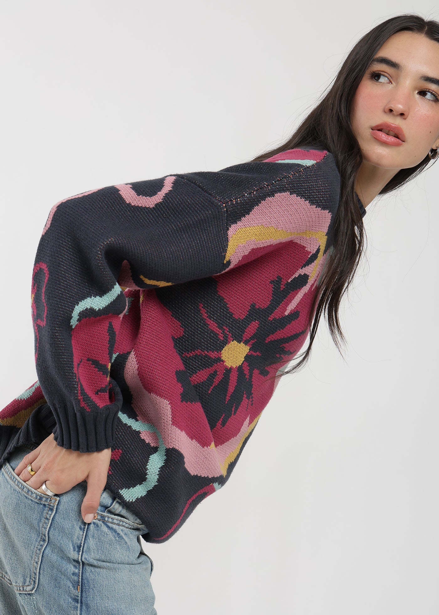 Chaleco Tejido Cuello Redondo Jacquard Mujer Lavender #Color_Azul