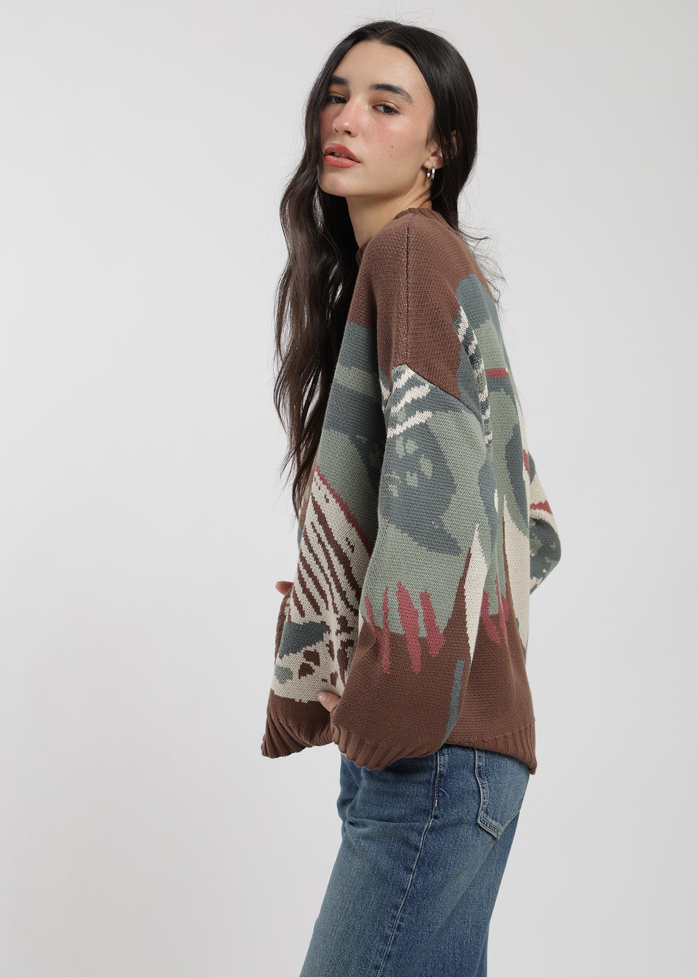 Chaleco Tejido Cuello Redondo Jacquard Mujer Light Gray #Color_Café