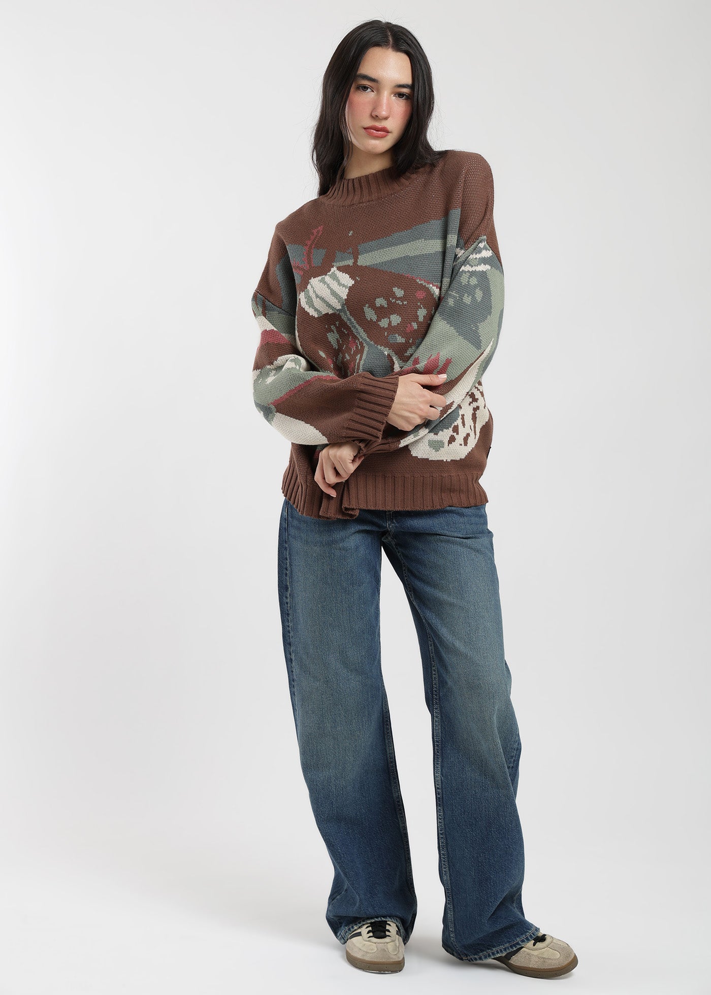 Chaleco Tejido Cuello Redondo Jacquard Mujer Lavender #Color_Café