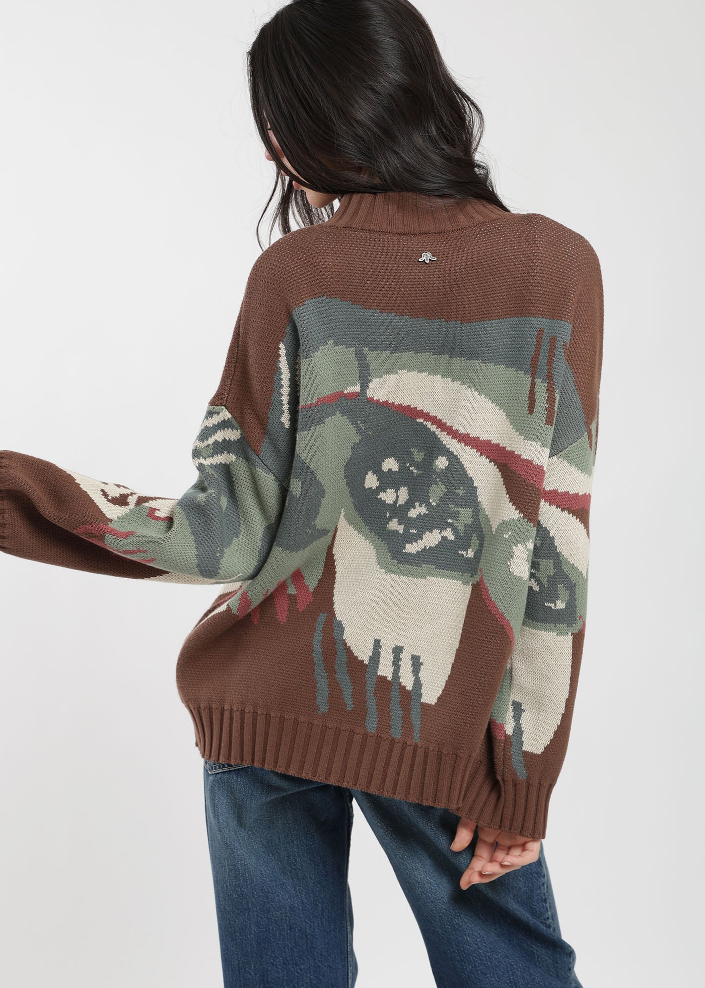 Chaleco Tejido Cuello Redondo Jacquard Mujer Lavender #Color_Café