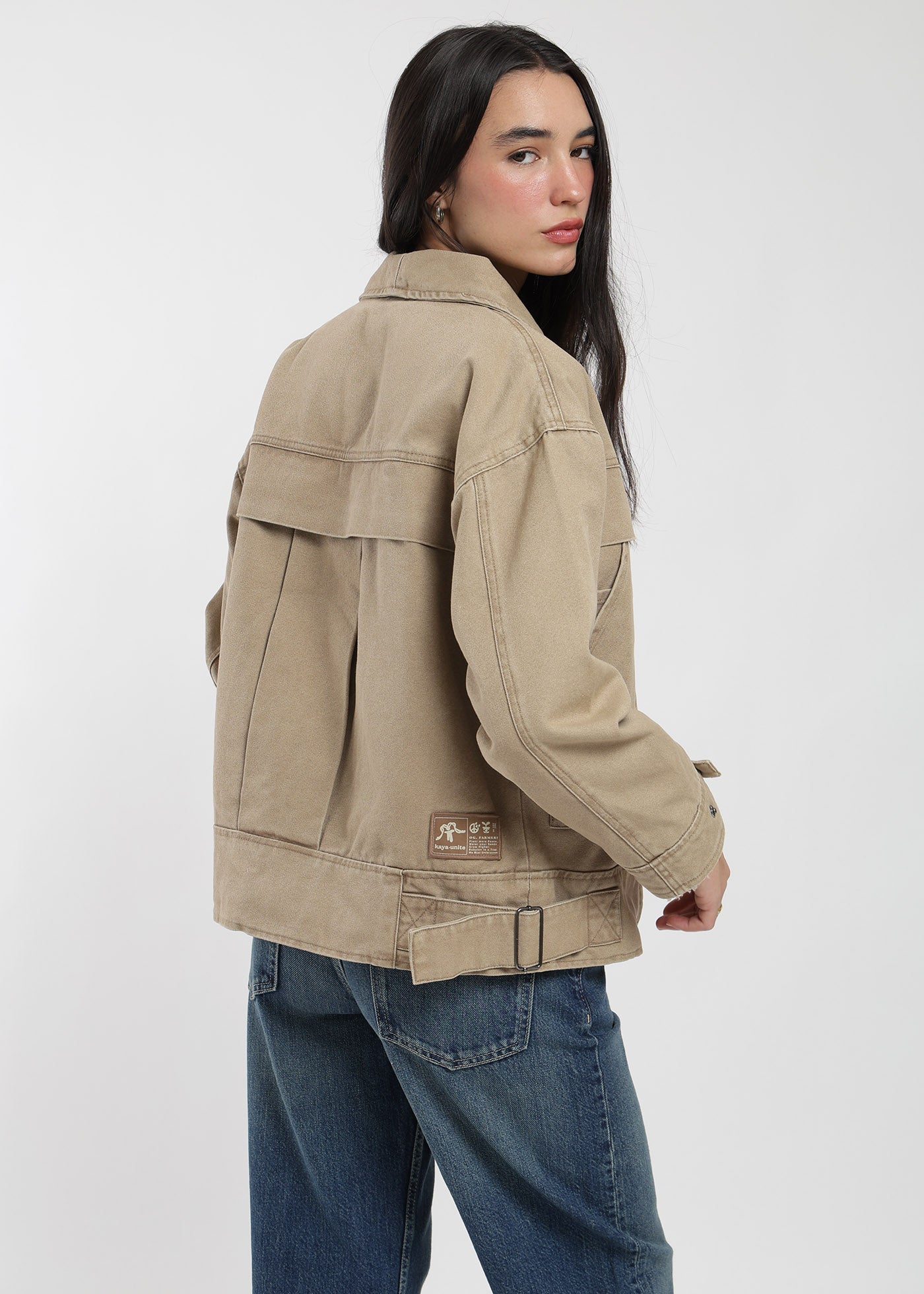 Chaqueta Clásica Canvas Solid Mujer Caramelo #Color_Caramelo