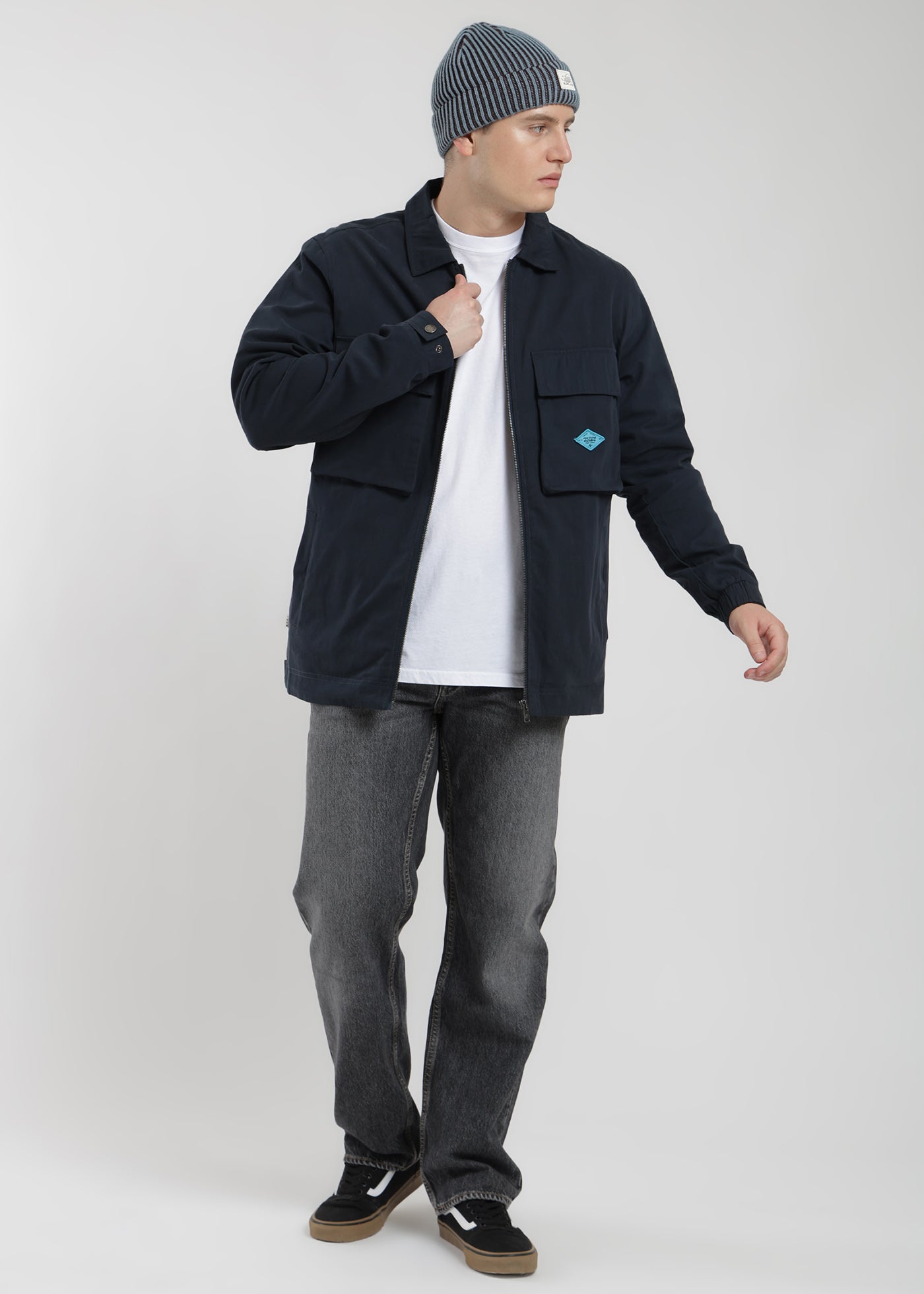 Chaqueta Clásica Cargo Patch Hombre Azul #Color_Azul