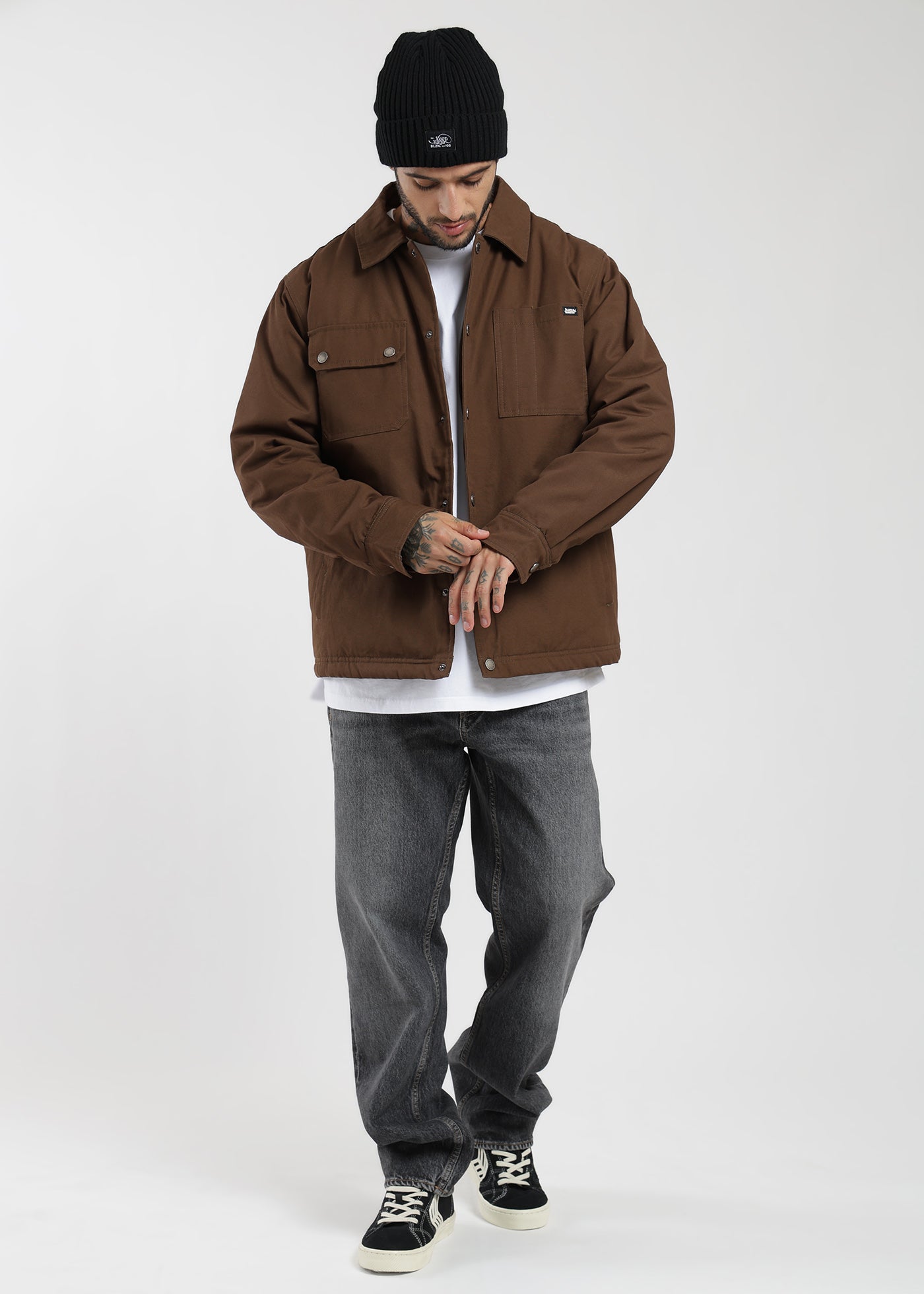 Chaqueta Clásica Fur Canva Hombre Café #Color_Café