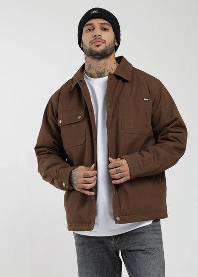 Chaqueta Clásica Fur Canva Hombre Café #Color_Café