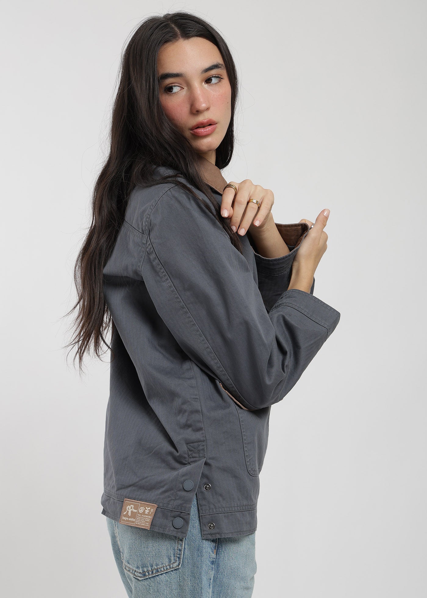 Chaqueta Clásica Twill Mujer Light Gray #Color_Navy