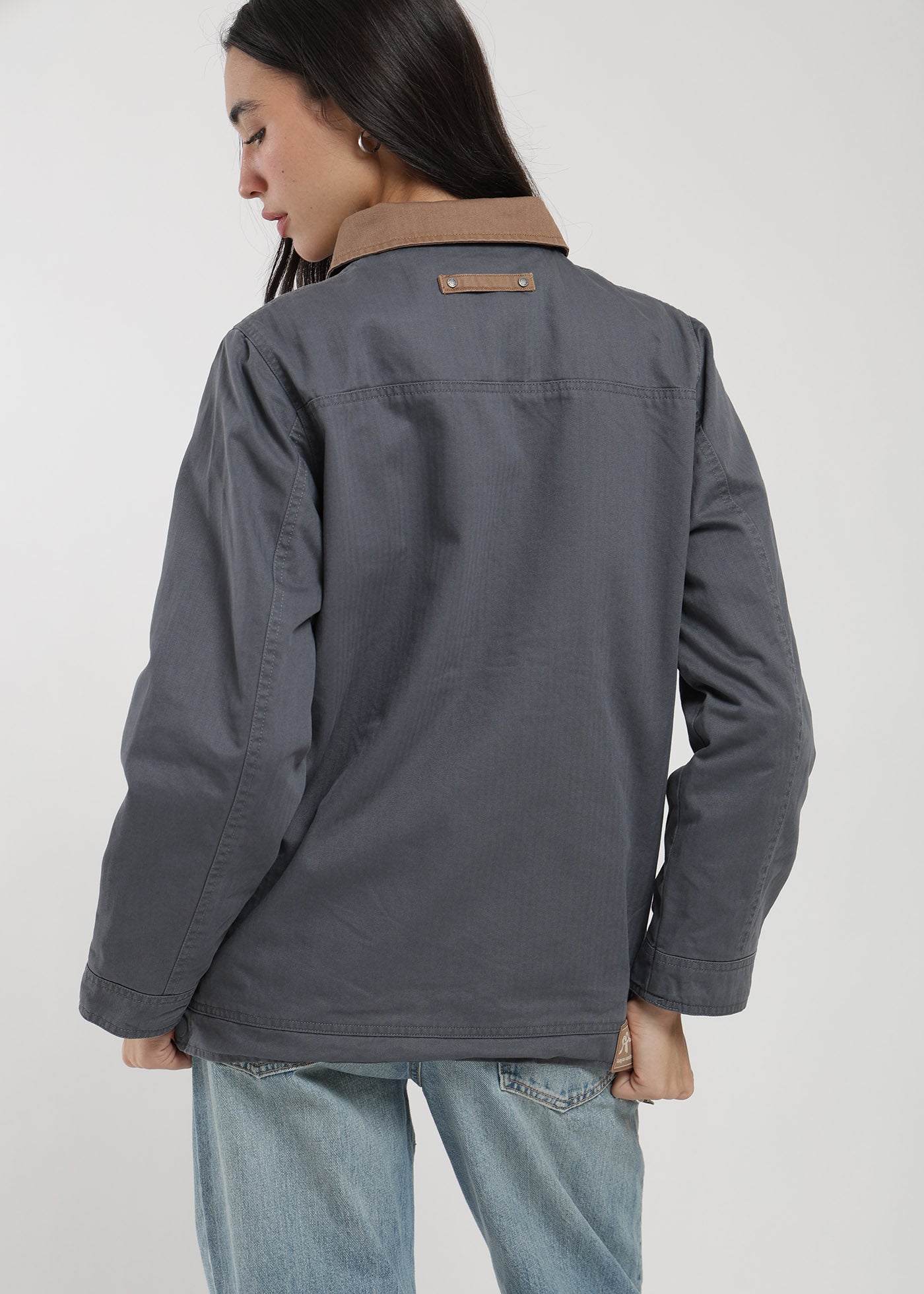 Chaqueta Clásica Twill Mujer Light Gray #Color_Navy