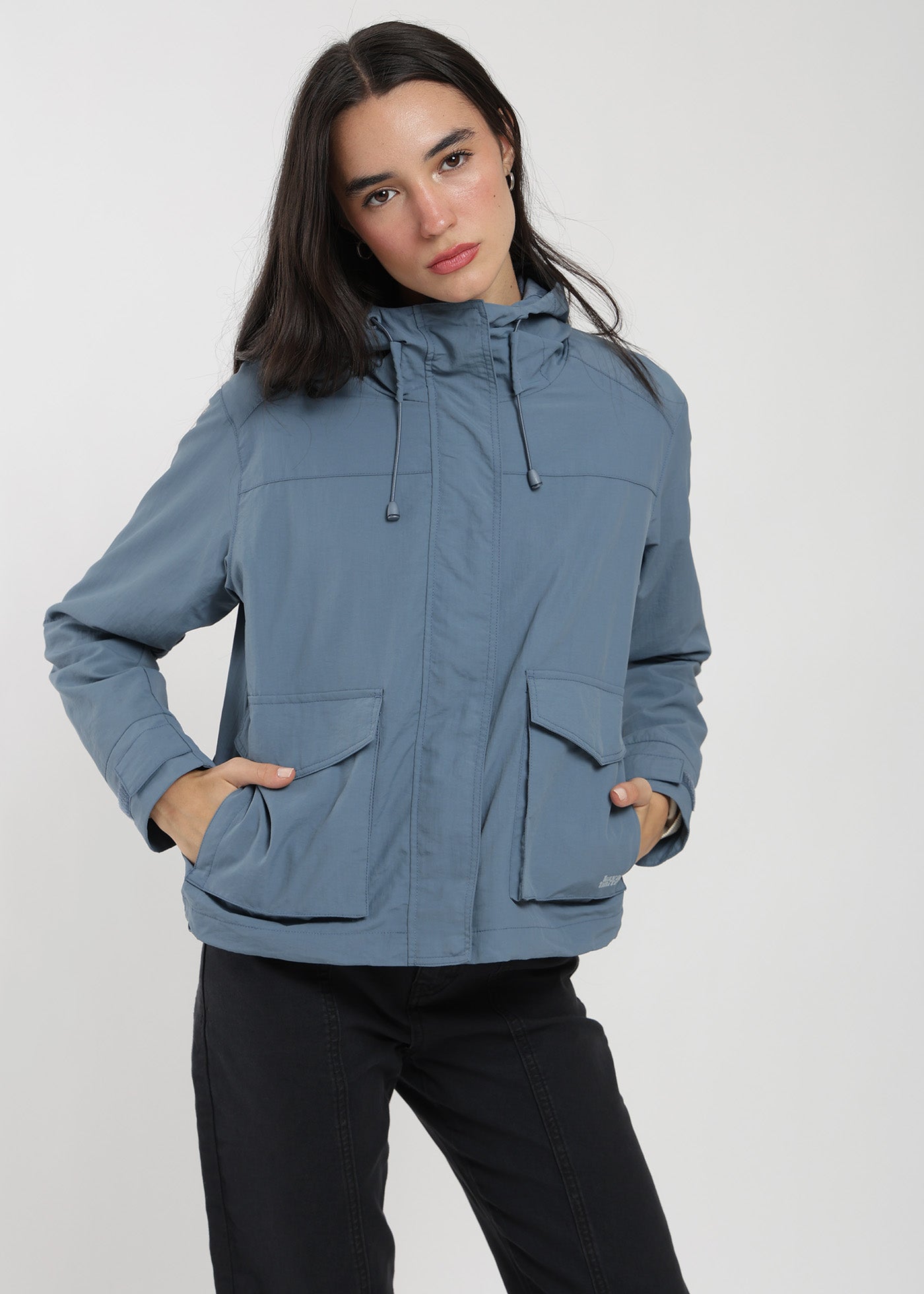 Chaqueta Cortaviento Con Cierre Nylon Mujer Azul #Color_Azul