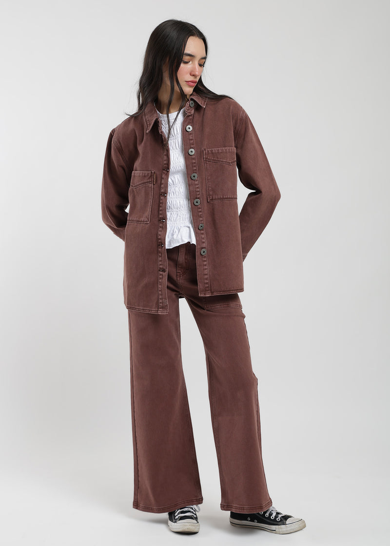Chaqueta Sobrecamisa Heavy Weight Mujer Light Gray #Color_Chocolate