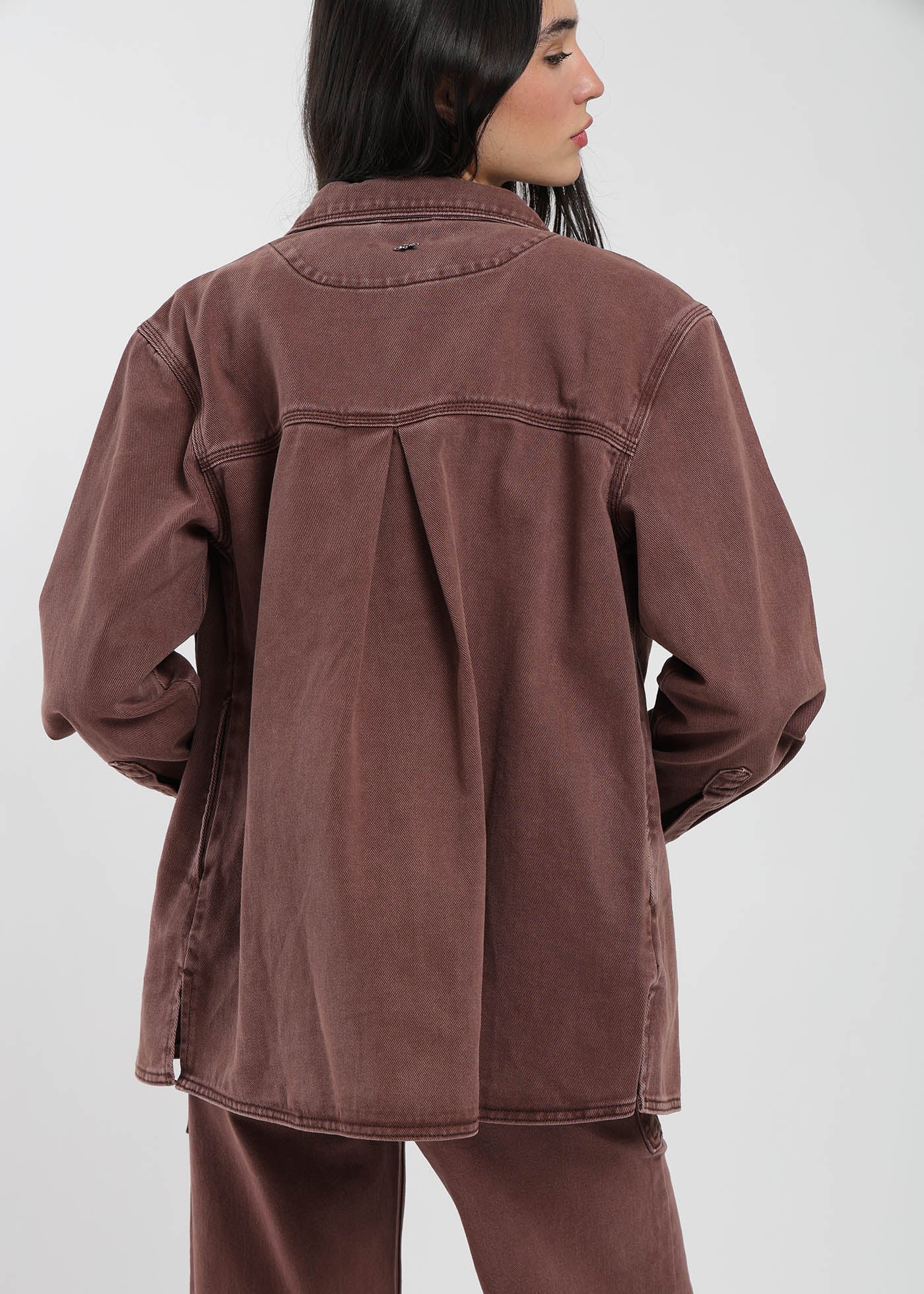 Chaqueta Sobrecamisa Heavy Weight Mujer Light Gray #Color_Chocolate