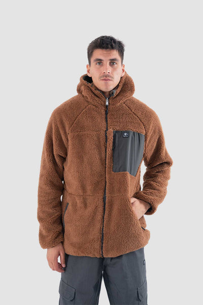 Chiporro Con Cierre Shaggy Grizzly Reversible Hombre - Camel Lavender