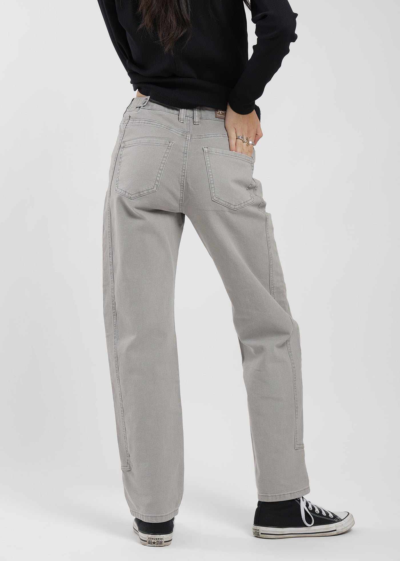 Pantalón Recto Canvas Mujer Light Gray #Color_Taupe